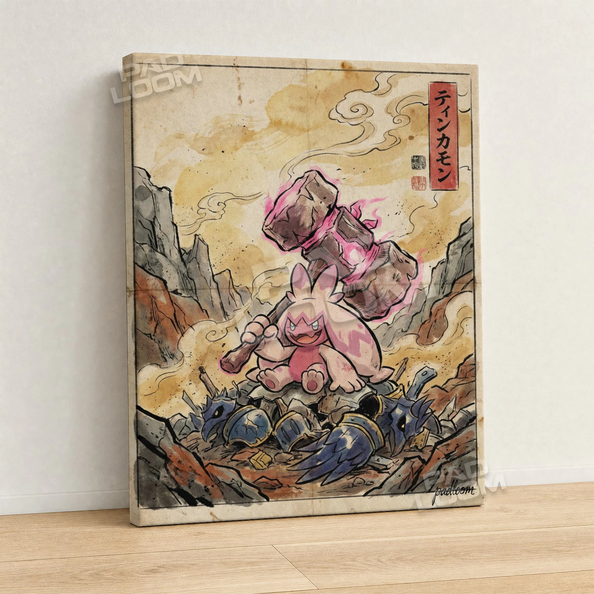 Tinkaton Hammer Pokemon canvas wall art - gallery-wrapped canvas print, side view