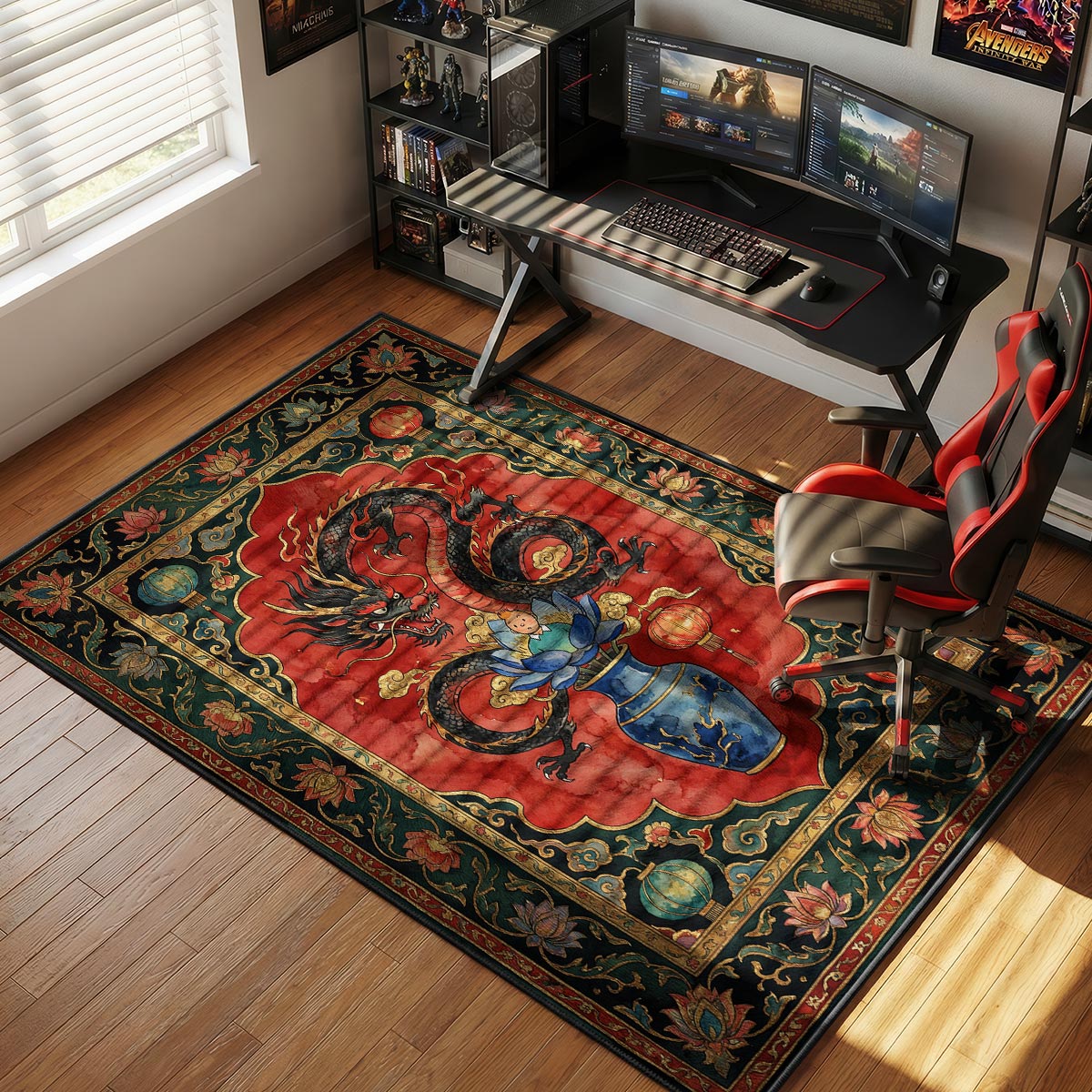 Tintin Blue Lotus Dragon Tintin Room rug — main product view