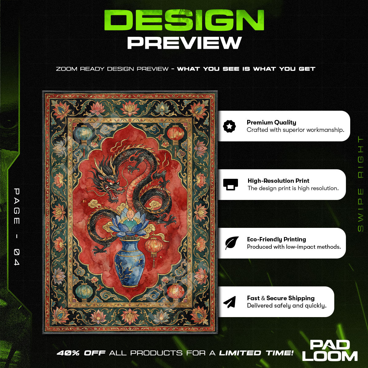 Room character design printed on rug