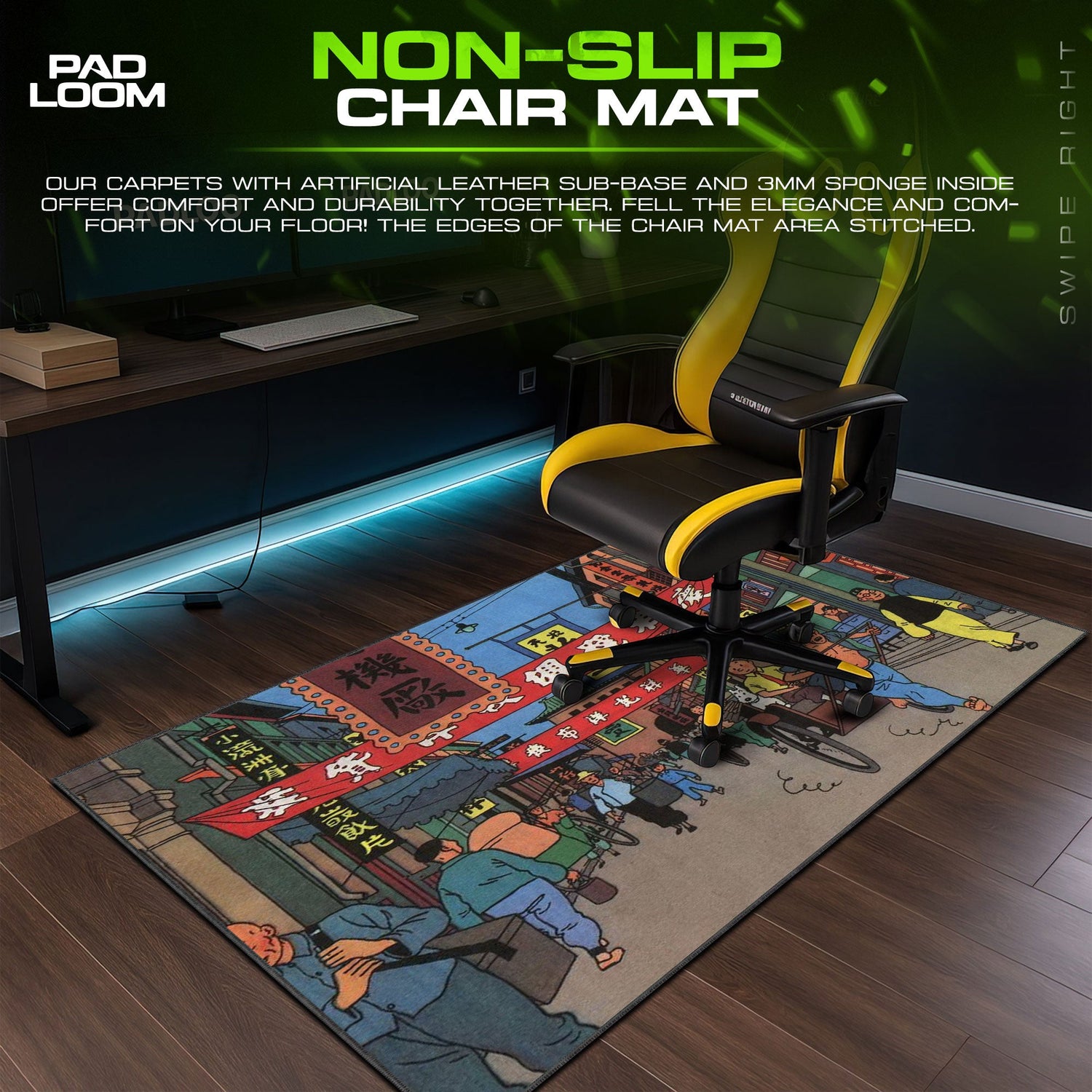Tintin Mouse Pad, Chinatown Street Cartoon Gaming Desk Mat Padloom
