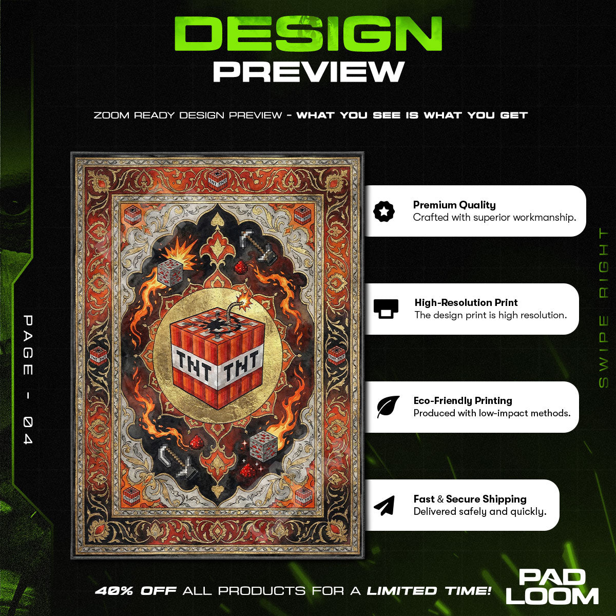 TNT Explosive Rug - Minecraft Chair Mat