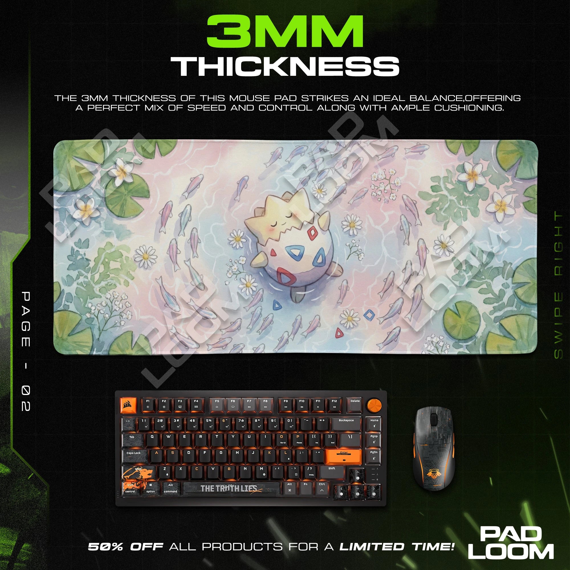 Togepi Blossom Pond Mouse Pad - Pokemon Desk Mat