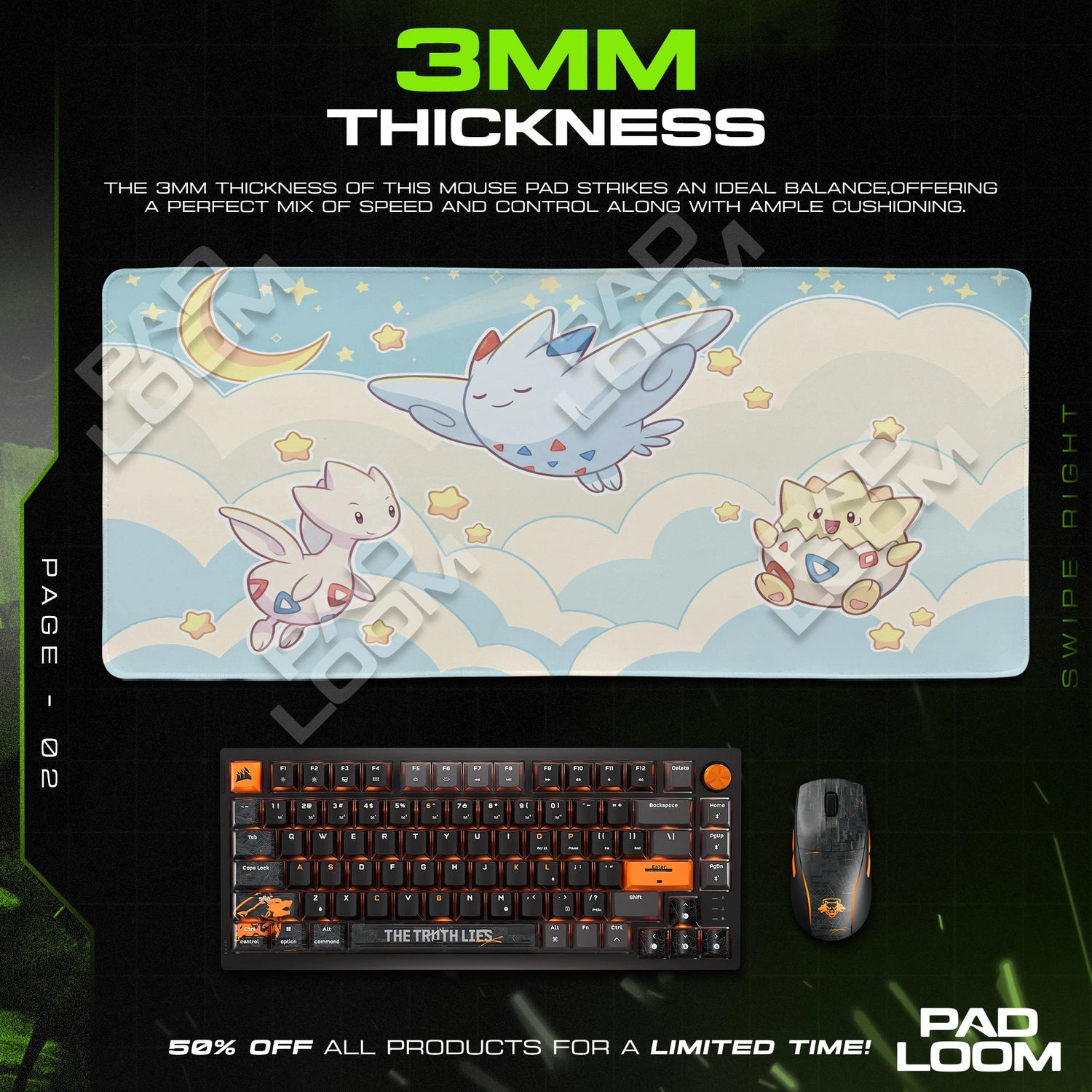 Togepi Cloud Trio Mouse Pad - Pokémon Desk Mat