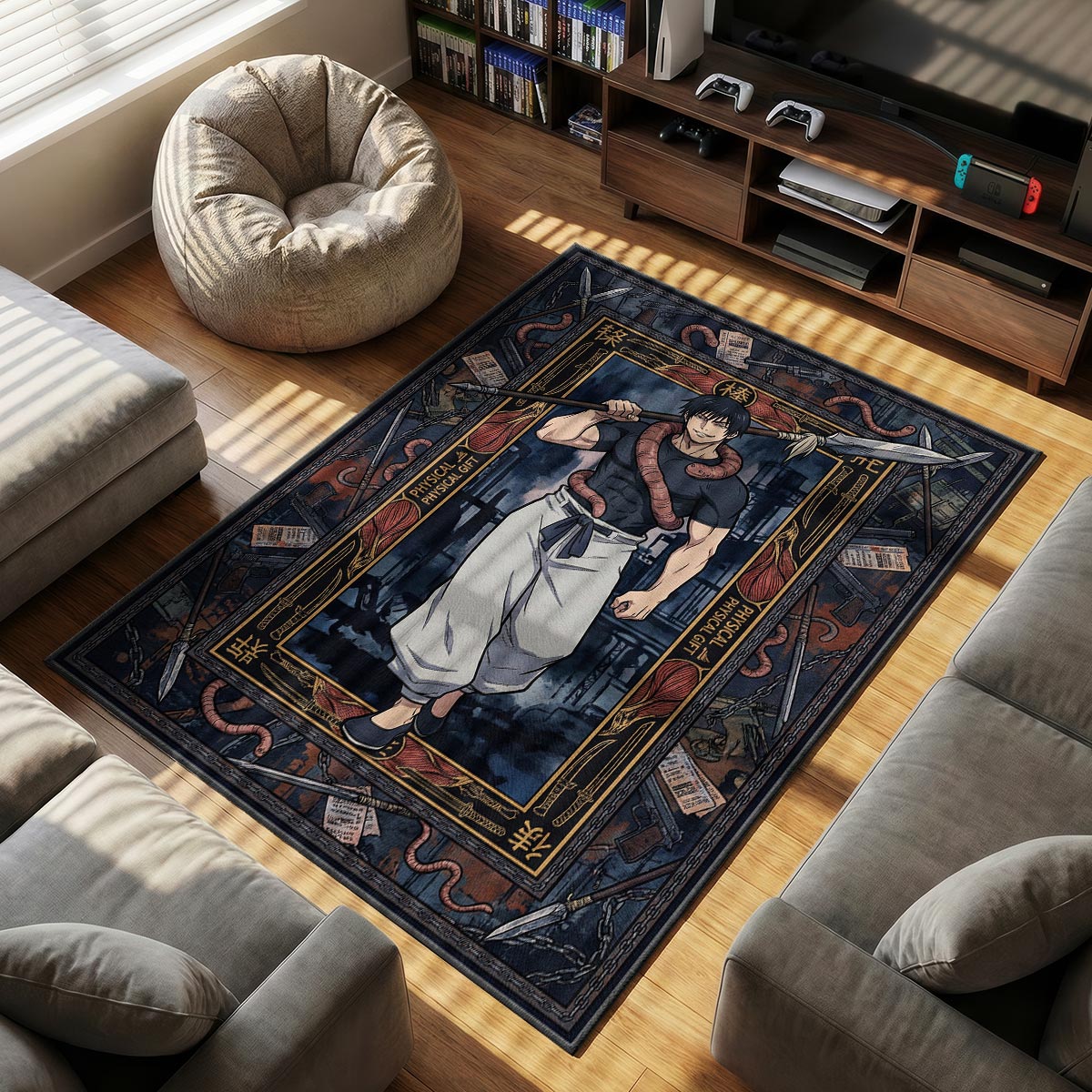 Toji Fushiguro Zauberer-Killer Teppich - Jujutsu Kaisen Stuhlunterlage