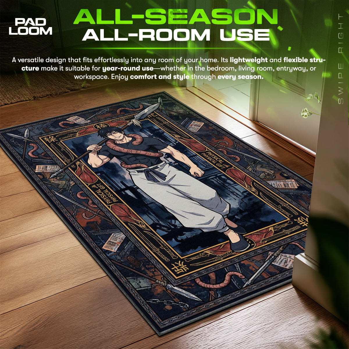 Toji Fushiguro Zauberer-Killer Teppich - Jujutsu Kaisen Stuhlunterlage