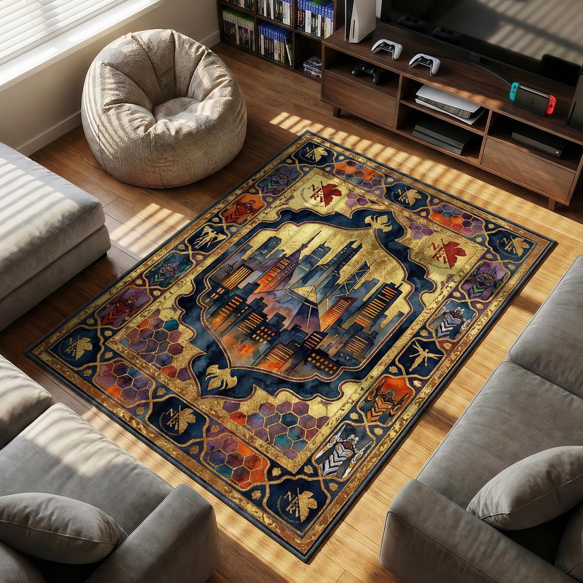 Tokyo-3 Stadtbild Teppich - Evangelion Stuhlmatte