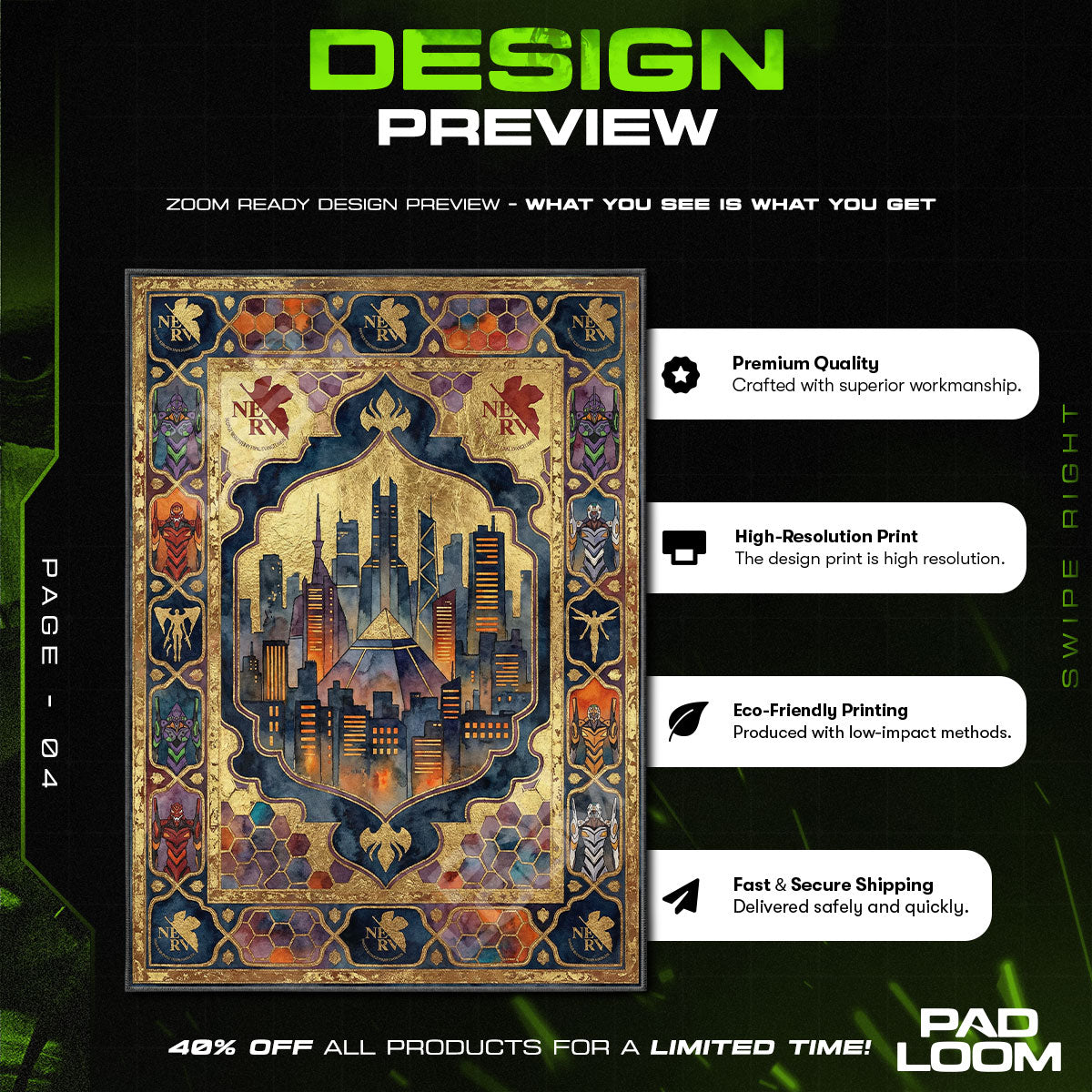 Tokyo-3 Stadtbild Teppich - Evangelion Stuhlmatte