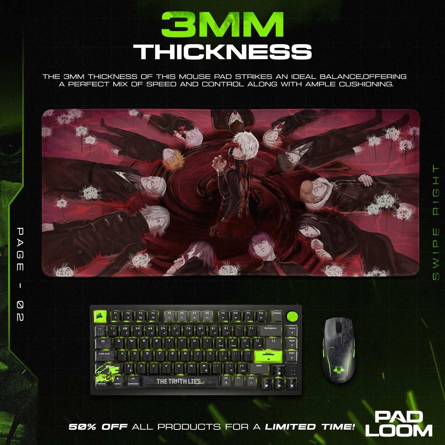 Tokyo Ghoul Kaneki Circle Mouse Pad, Anime Gaming Desk Mat Padloom