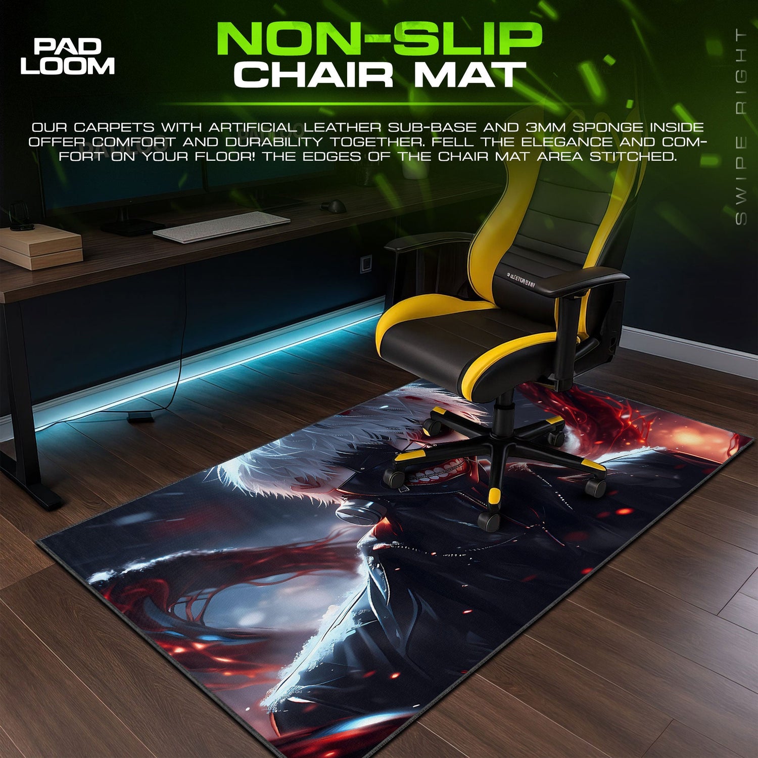 Tokyo Ghoul Kaneki Ghoul Form Mouse Pad, Anime Gaming Desk Mat Padloom