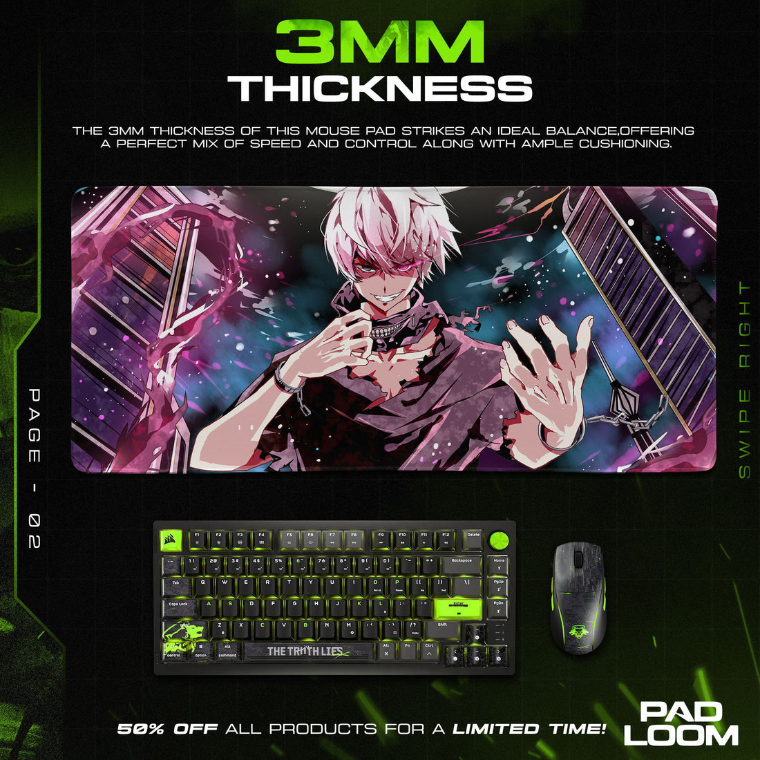Tokyo Ghoul Kaneki Mask Mouse Pad, Anime Gaming Desk Mat
