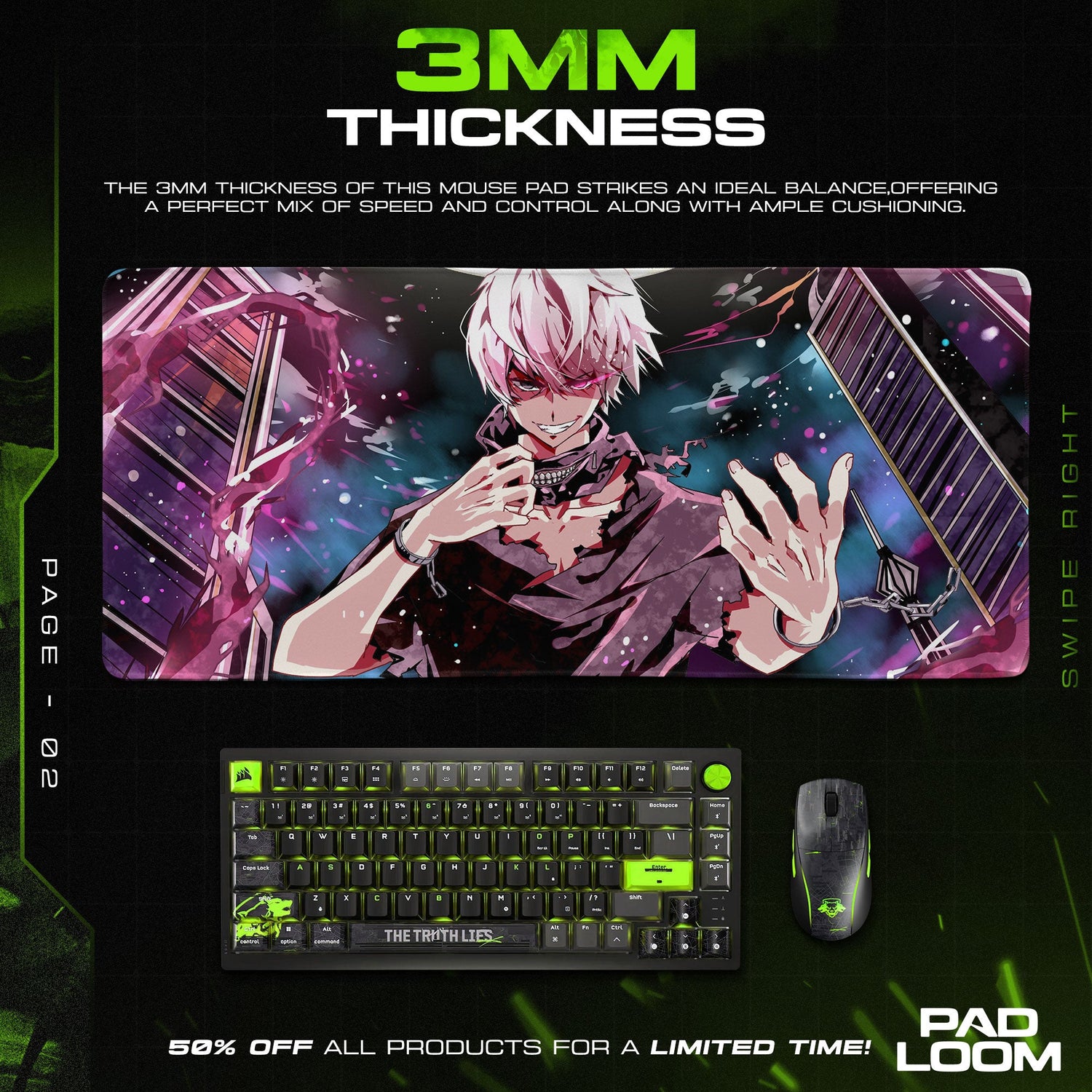 Tokyo Ghoul Kaneki Mask Mouse Pad, Anime Gaming Desk Mat Padloom