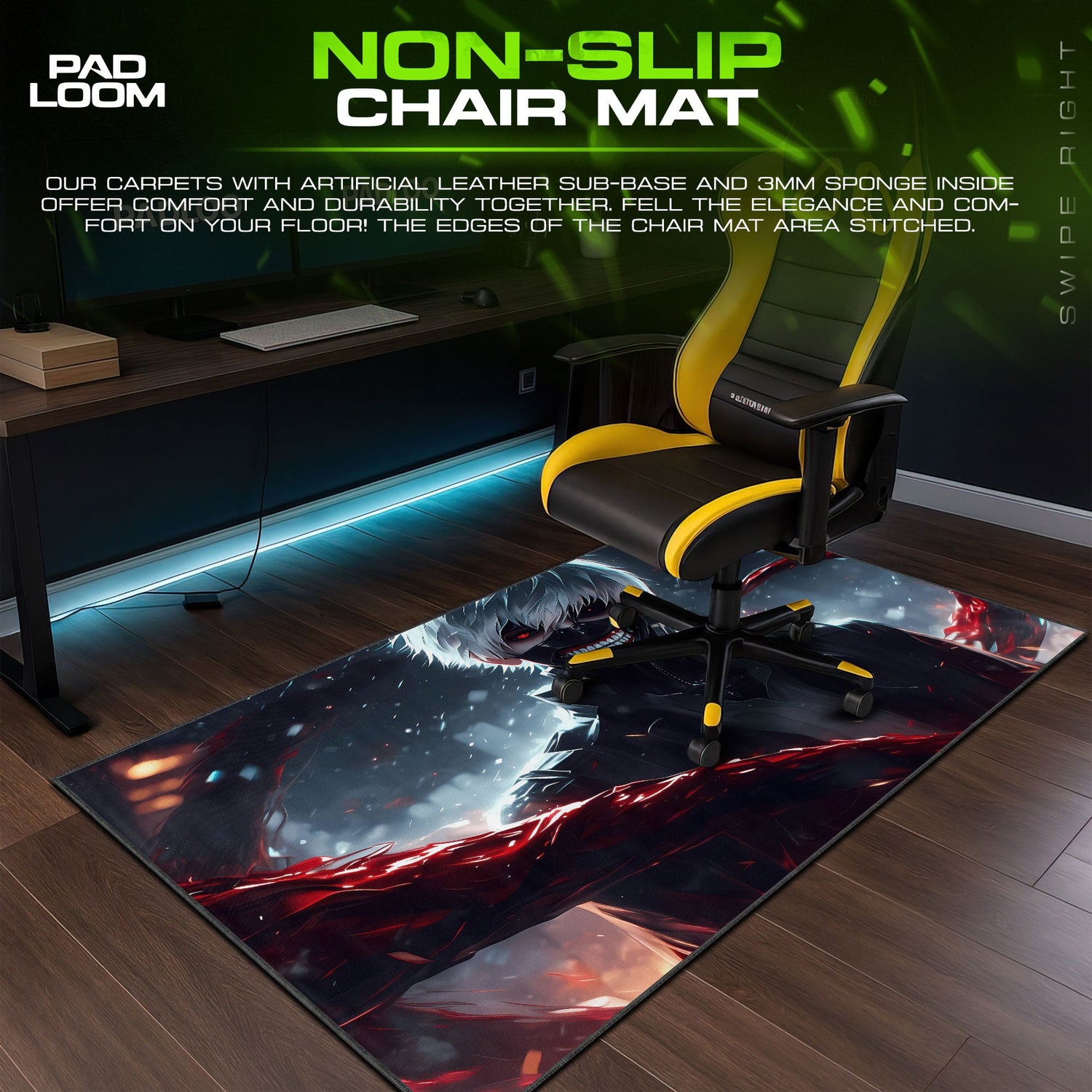 Tokyo Ghoul Kaneki Red Kagune Mouse Pad, Anime Gaming Desk Mat Padloom