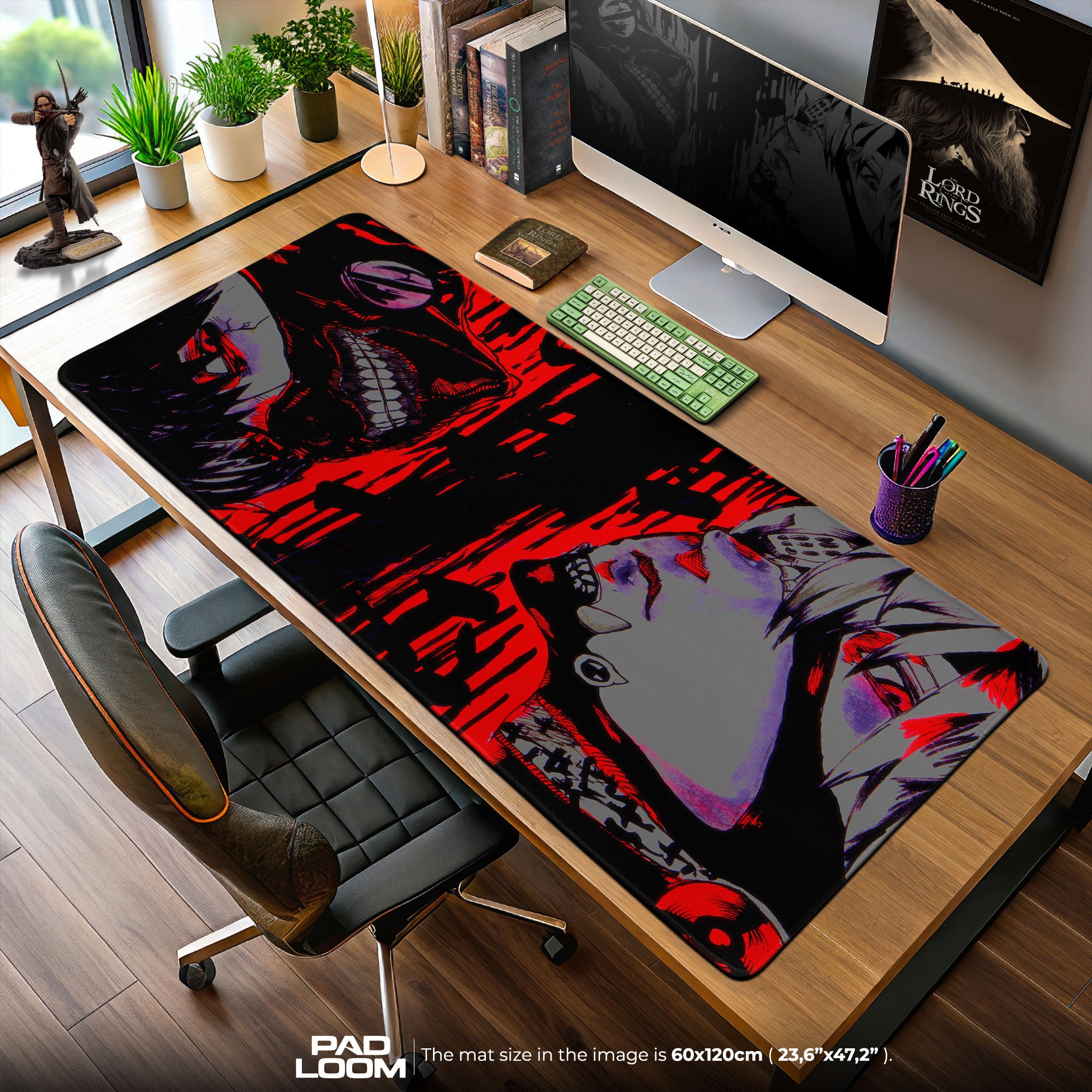 Tokyo Ghoul Kaneki Split Face Mouse Pad, Anime Gaming Desk Mat