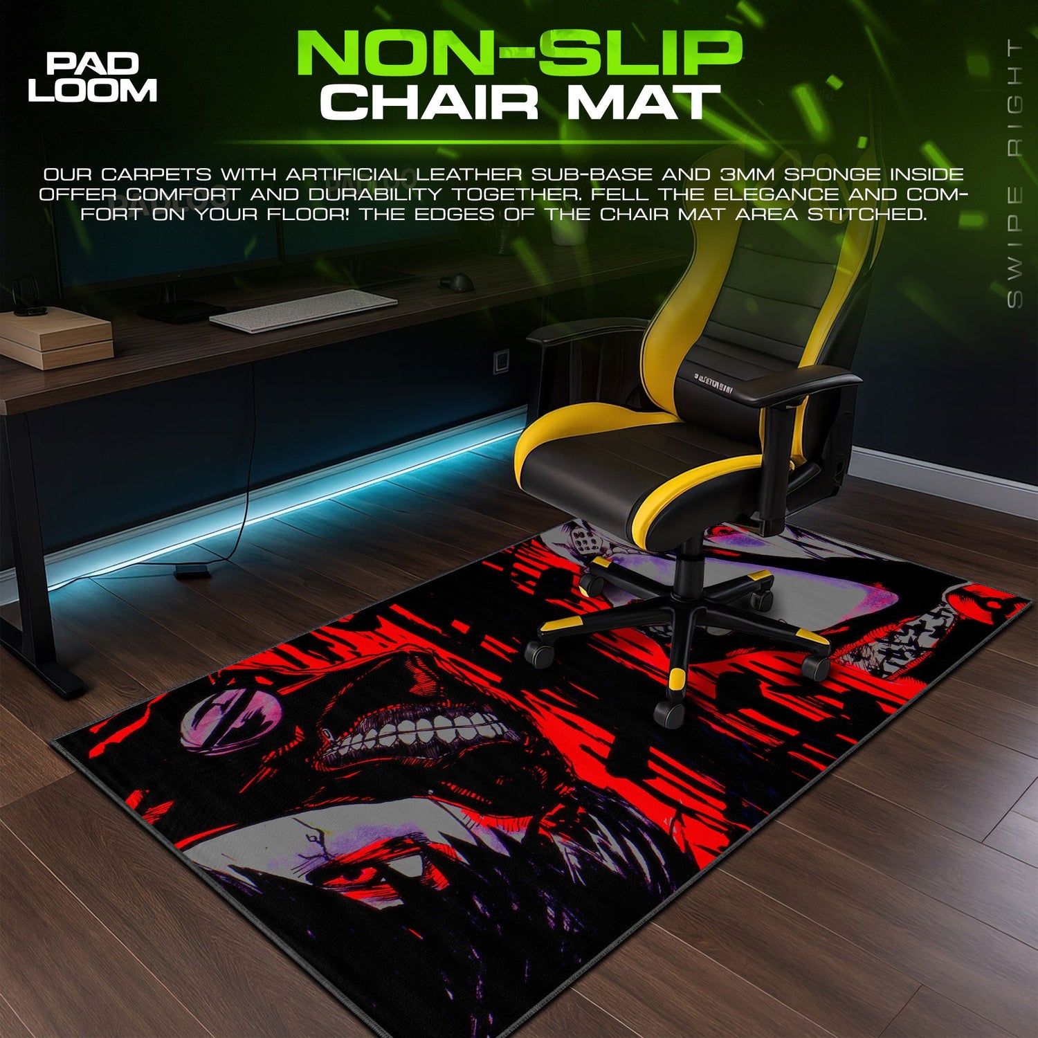 Tokyo Ghoul Kaneki Split Face Mouse Pad, Anime Gaming Desk Mat Padloom