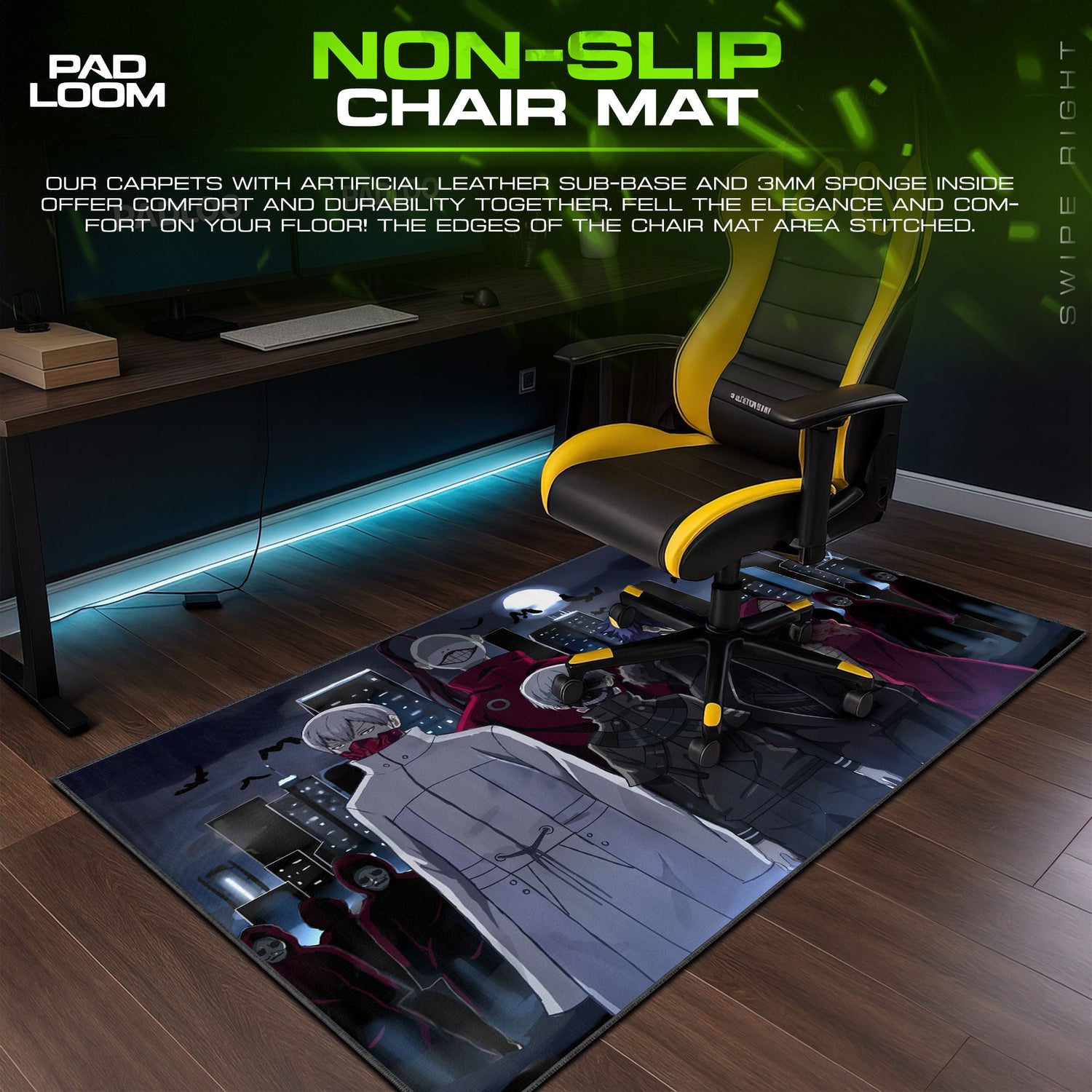 Tokyo Ghoul Moonlit City Mouse Pad, Anime Gaming Desk Mat Padloom