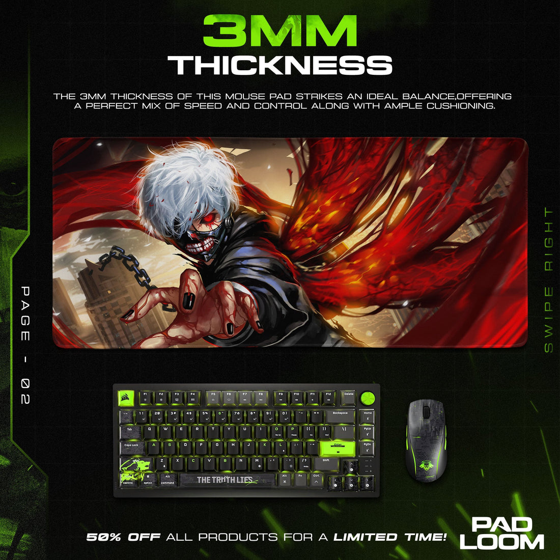 Tokyo Ghoul Mouse Pad - Crimson Fury Anime Desk Mat Padloom