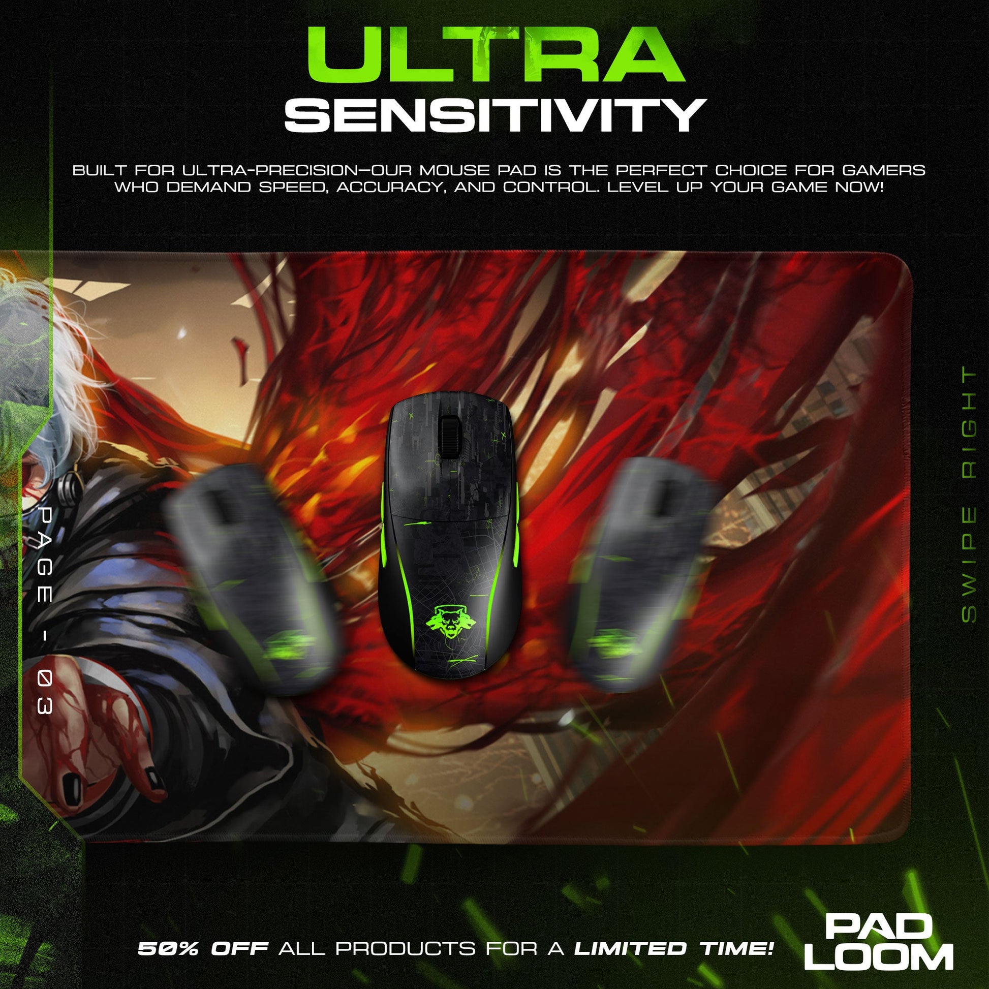 Tokyo Ghoul Mouse Pad - Crimson Fury Anime Desk Mat Padloom