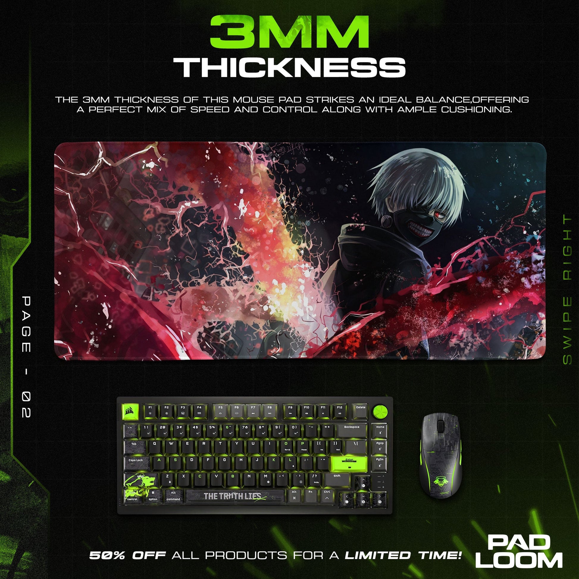 Tokyo Ghoul Mouse Pad - Dark Awakening Anime Desk Mat Padloom