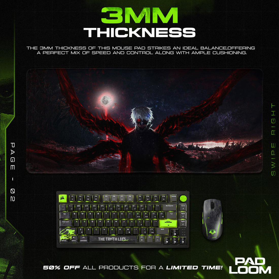Tokyo Ghoul Mouse Pad - Dark Awakening Anime Desk Mat Padloom
