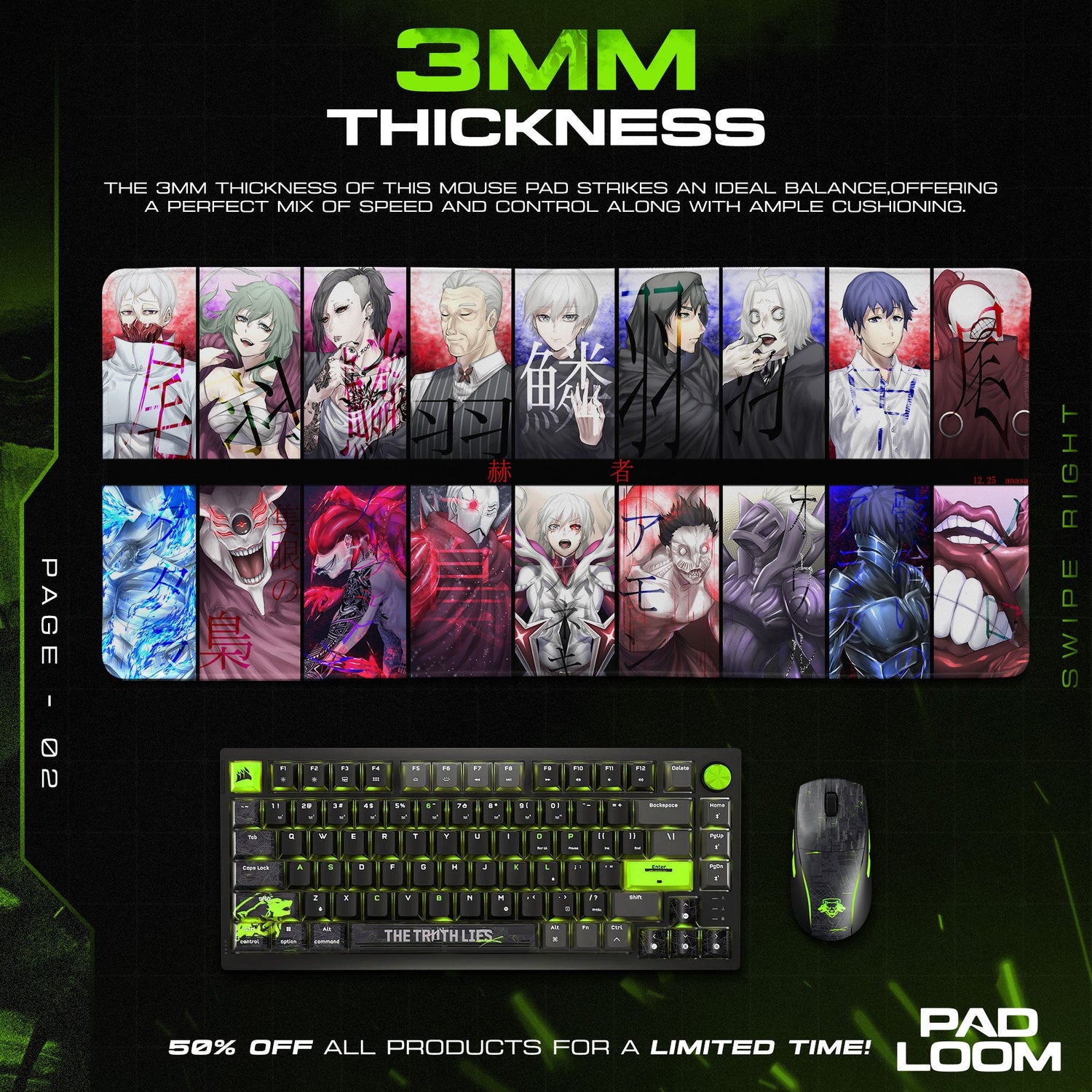 Tokyo Ghoul Mouse Pad - Dark Gallery Anime Desk Mat Padloom