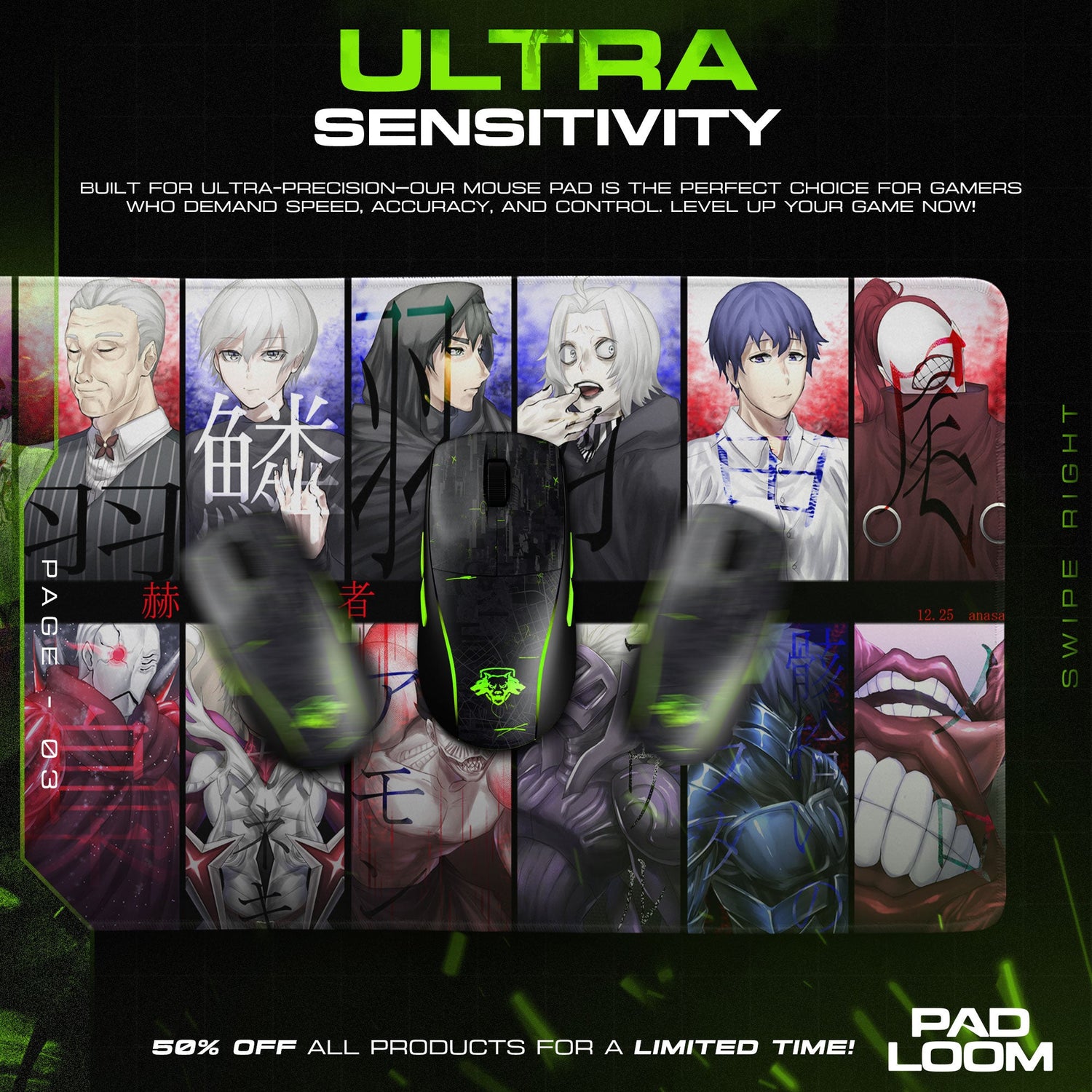 Tokyo Ghoul Mouse Pad - Dark Gallery Anime Desk Mat Padloom