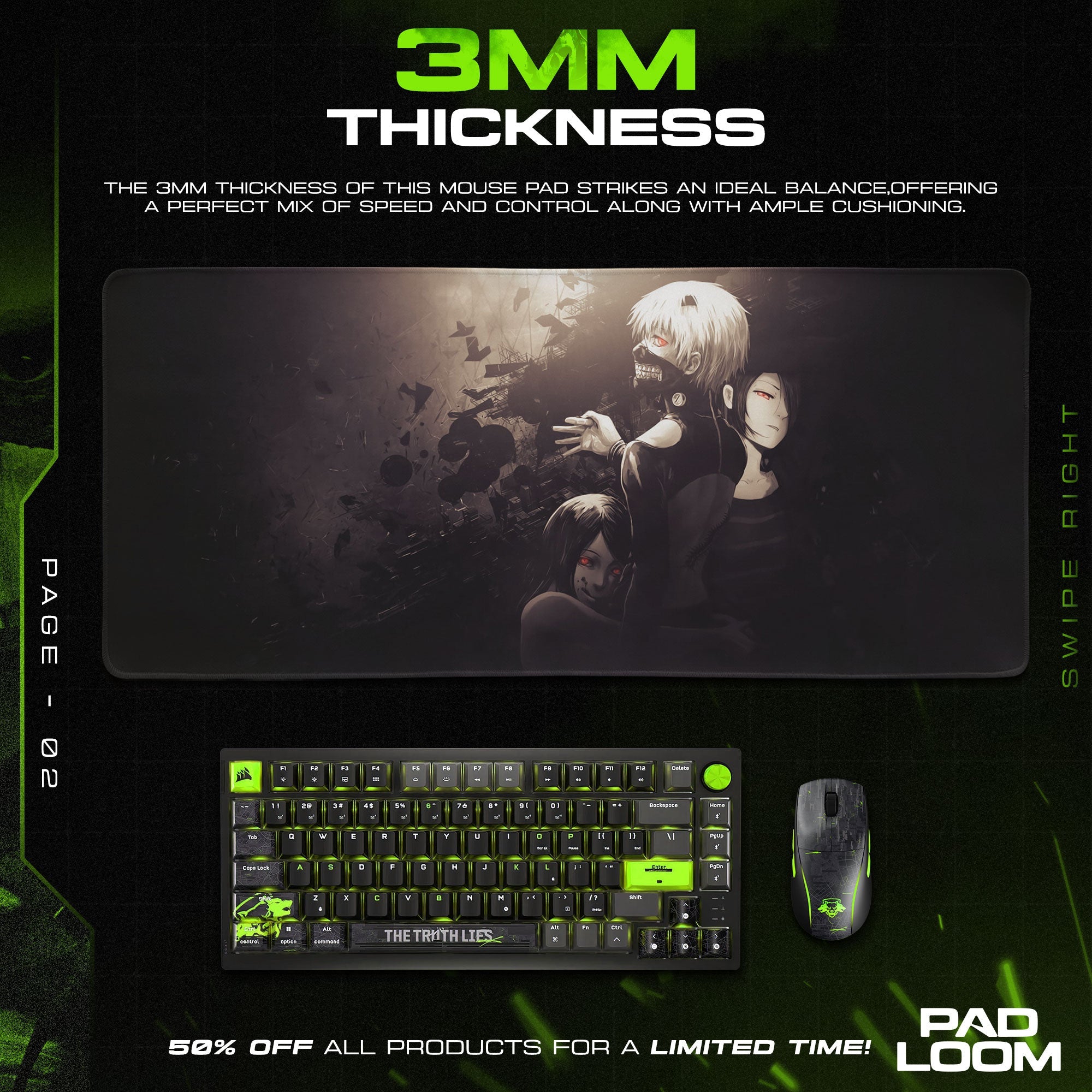 Tokyo Ghoul Mouse Pad - Shadows Within Anime Desk Mat Padloom