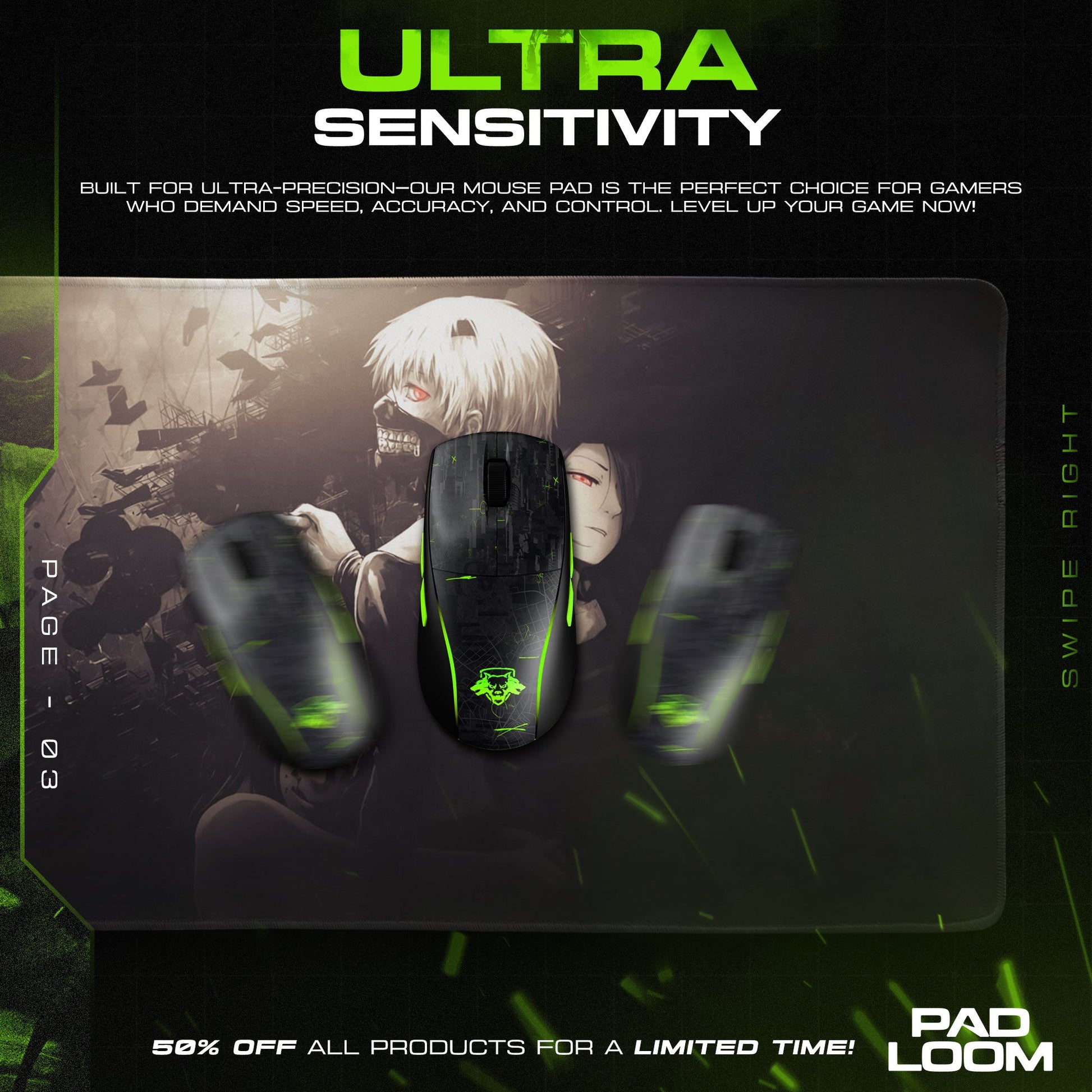 Tokyo Ghoul Mouse Pad - Shadows Within Anime Desk Mat Padloom