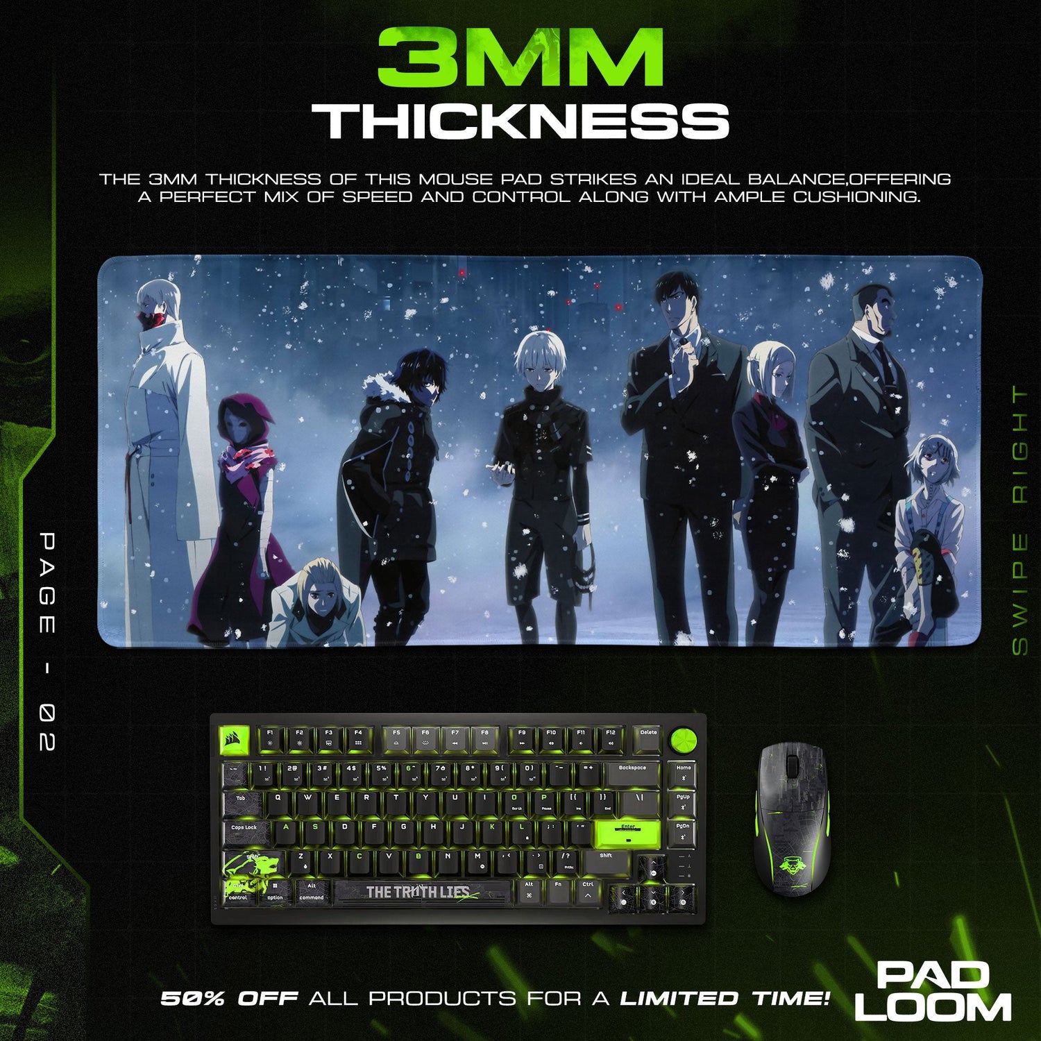 Tokyo Ghoul Snowfall Squad Mouse Pad, Anime Gaming Desk Mat Padloom
