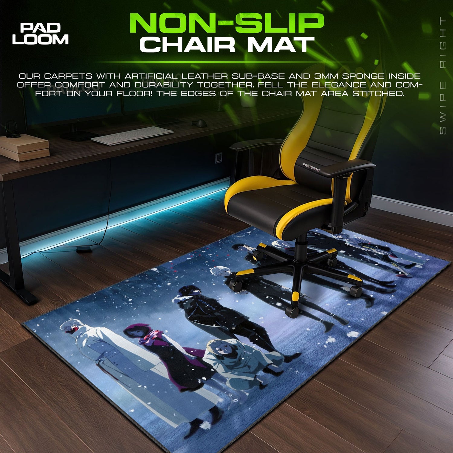 Tokyo Ghoul Snowfall Squad Mouse Pad, Anime Gaming Desk Mat Padloom