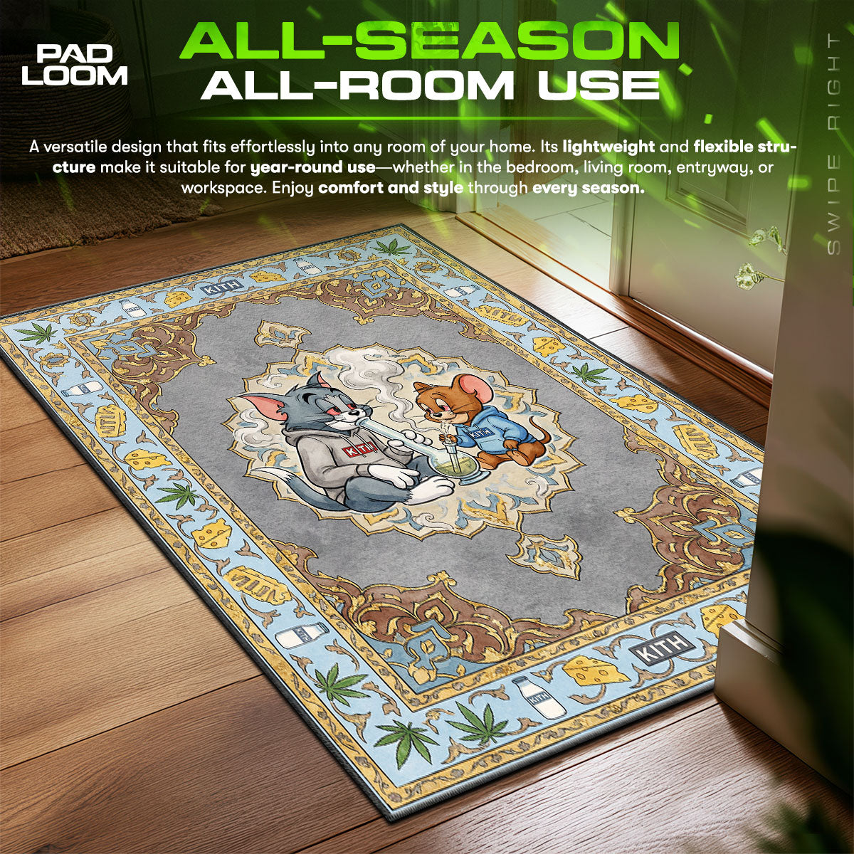 Tom Jerry Kith Stoned Hypebeast Floor fan rug — premium quality print