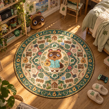 Tom Nook Tropical Round Rug - Animal Crossing Chair Mat