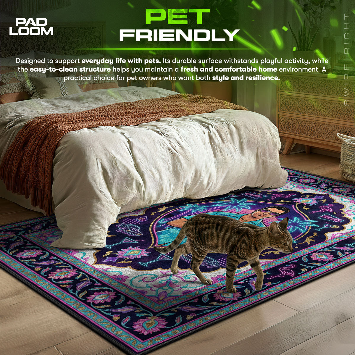 Tommy Vercetti Retro Neon Rug - GTA Vice City Chair Mat