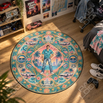 Tommy Vercetti Sunset Round Rug - GTA Chair Mat