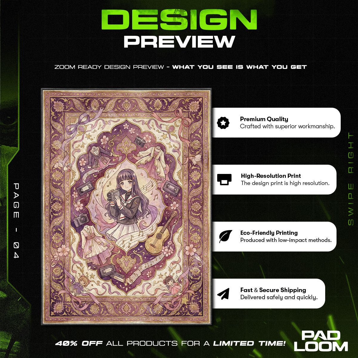 Chair character design printed on rug