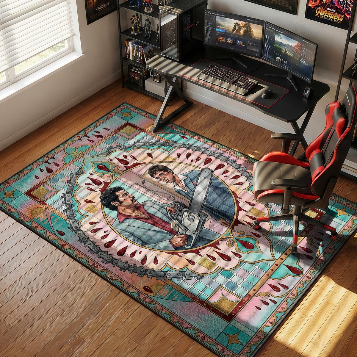Tony Montana Chainsaw Scene Scarface Room rug — main product view