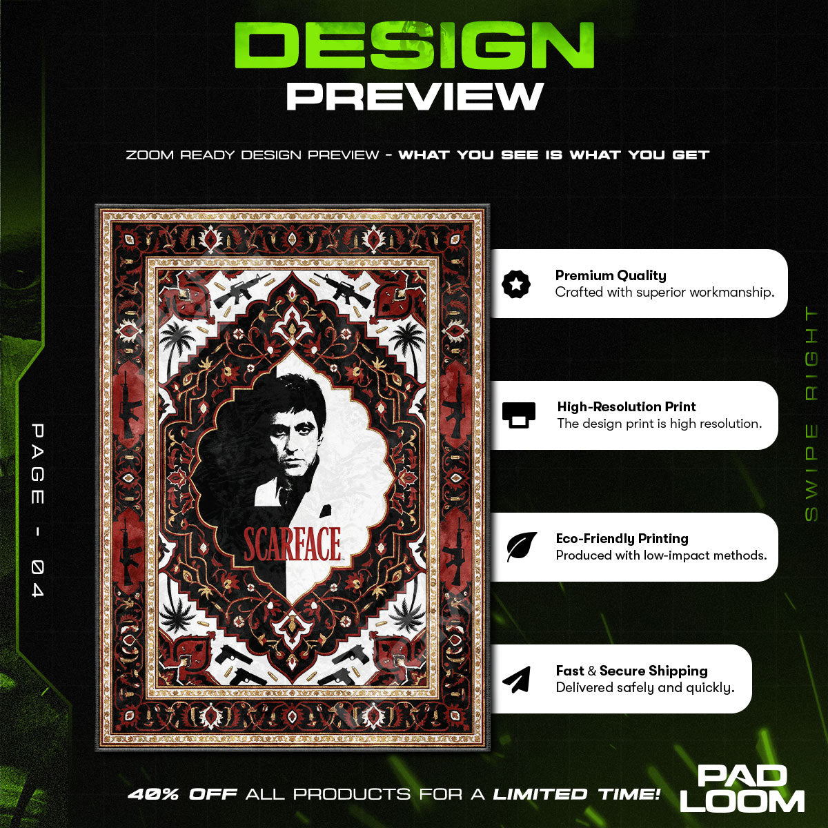 Room character design printed on rug
