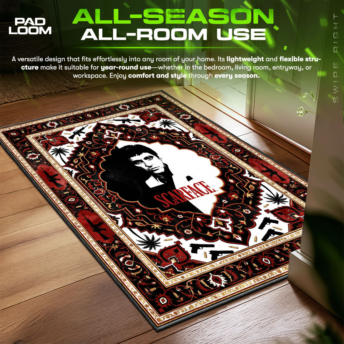 Tony Montana Miami Syndicate Scarface Room fan rug — premium quality print