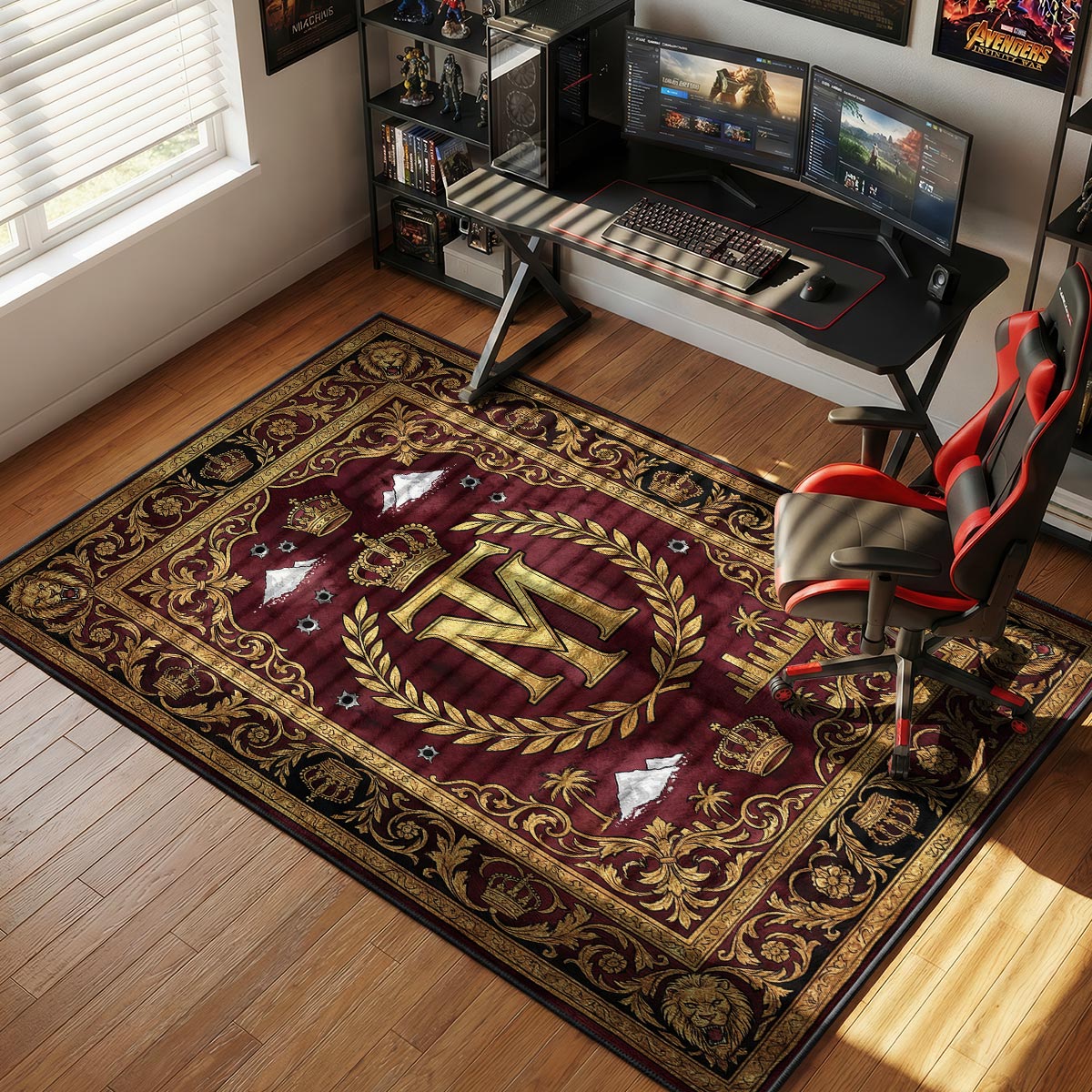 Tony Montana Monogram Crest Scarface Room rug — main product view
