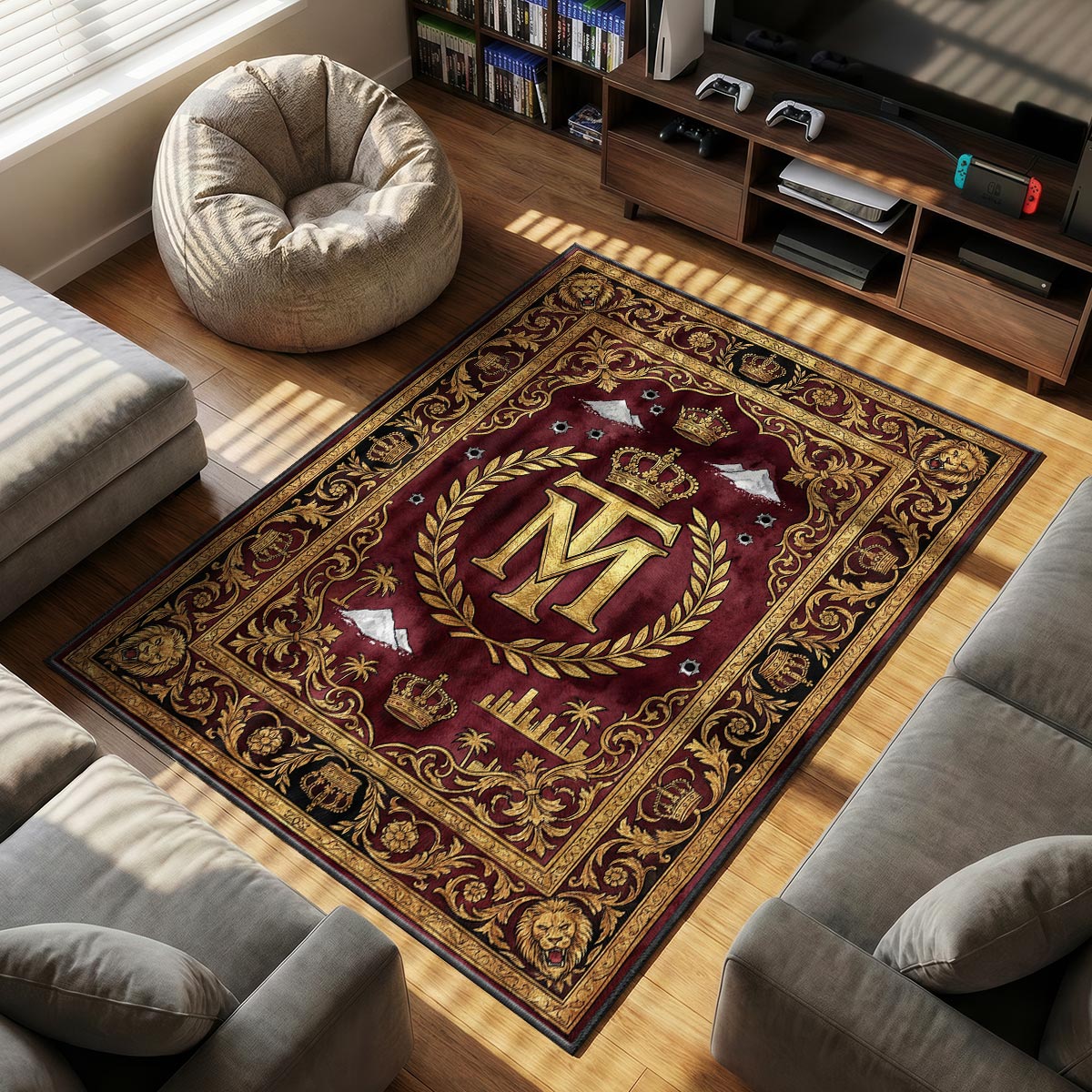 Tony Montana themed area rug for home decor fans