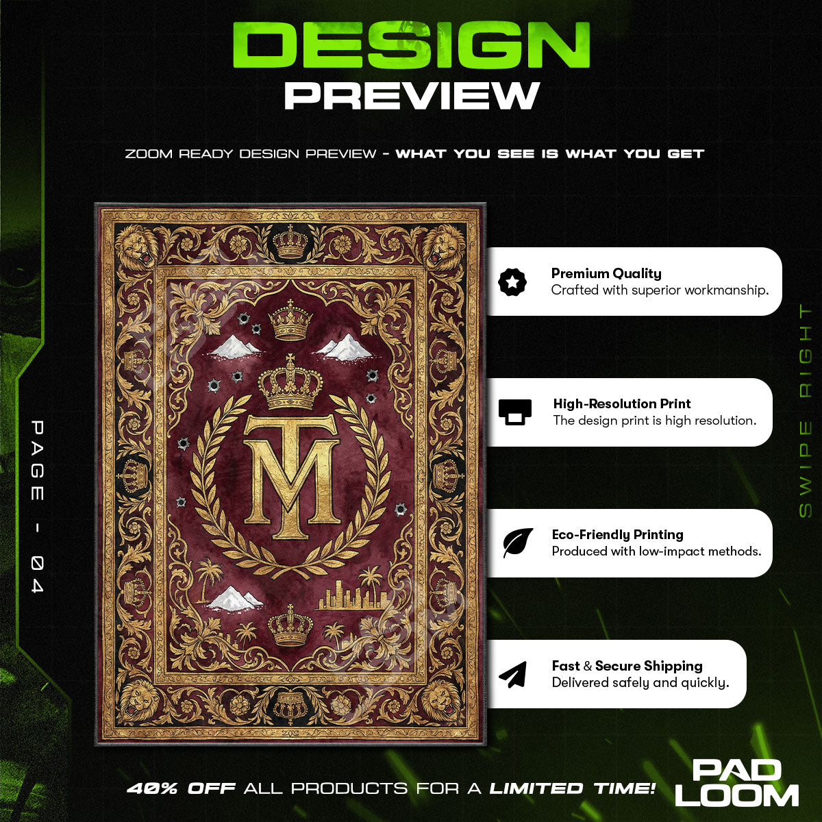 Room character design printed on rug