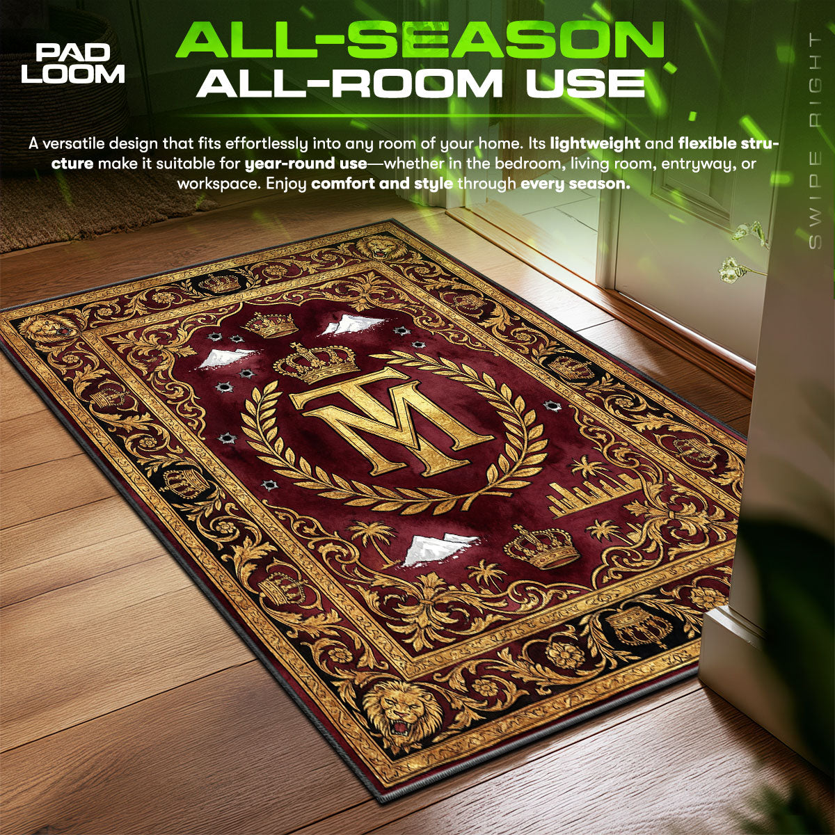 Tony Montana Monogram Crest Scarface Room fan rug — premium quality print