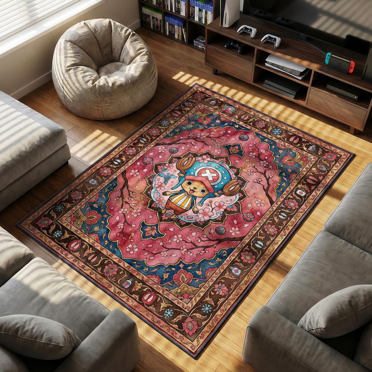 Chair character design printed on rug