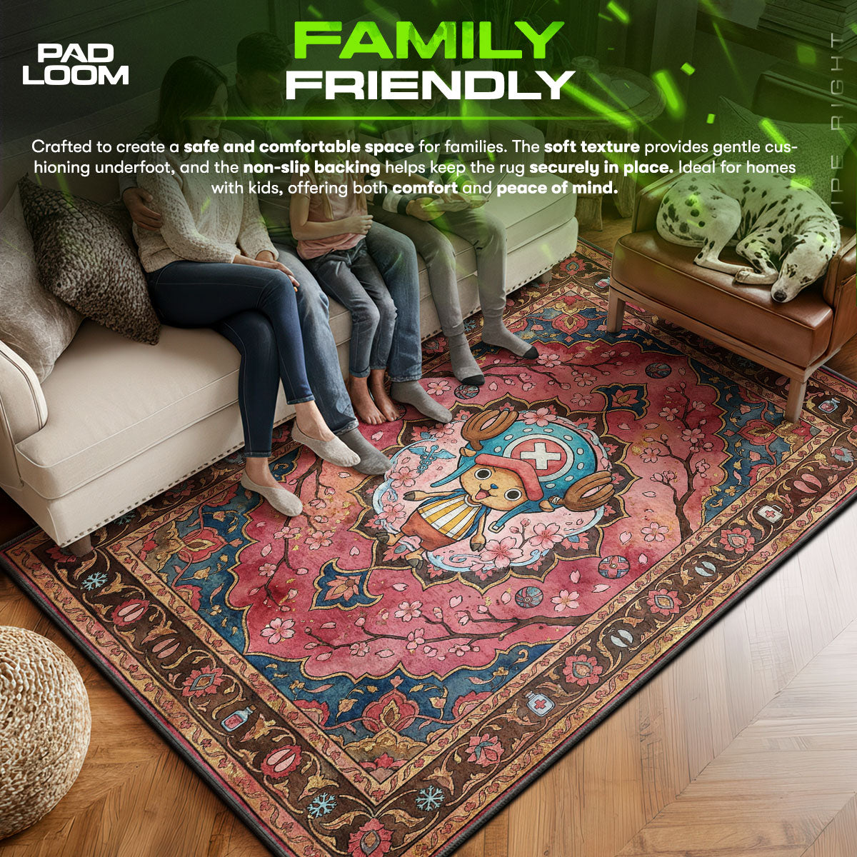 Tony Tony Chopper Sakura One Piece Chair fan rug — premium quality print