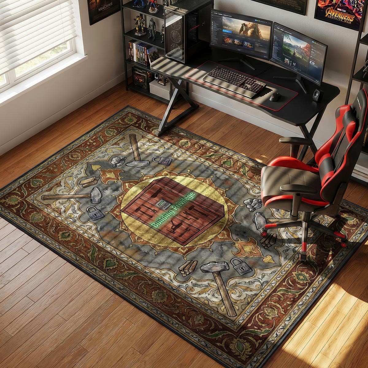 Tool Cupboard Privilege Rug - Rust Chair Mat