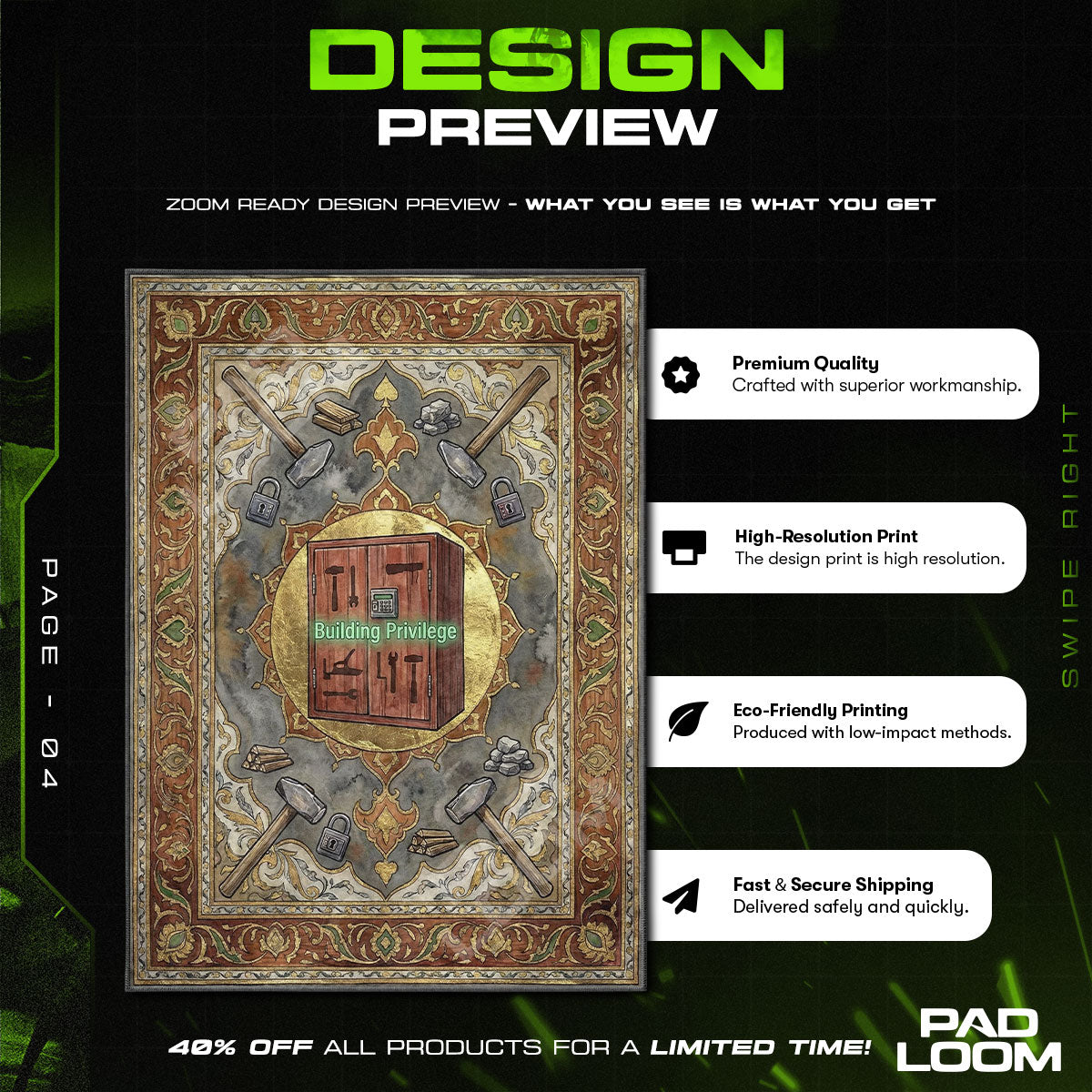 Tool Cupboard Privilege Rug - Rust Chair Mat