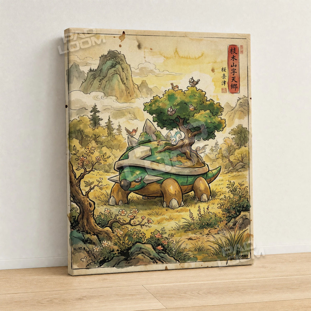 Torterra Meadow Pokemon canvas wall art - gallery-wrapped canvas print, side view