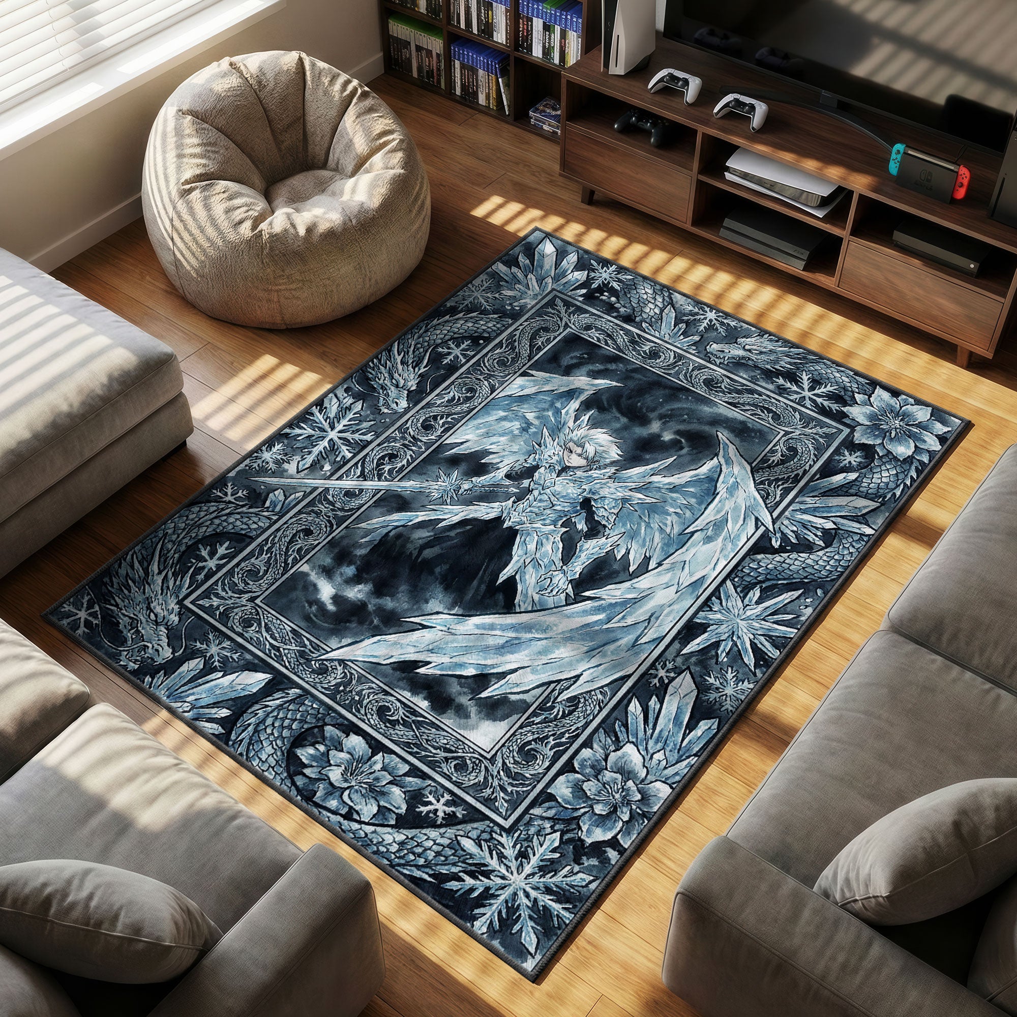 Toshiro Hitsugaya Ice Dragon Rug - Bleach Chair Mat