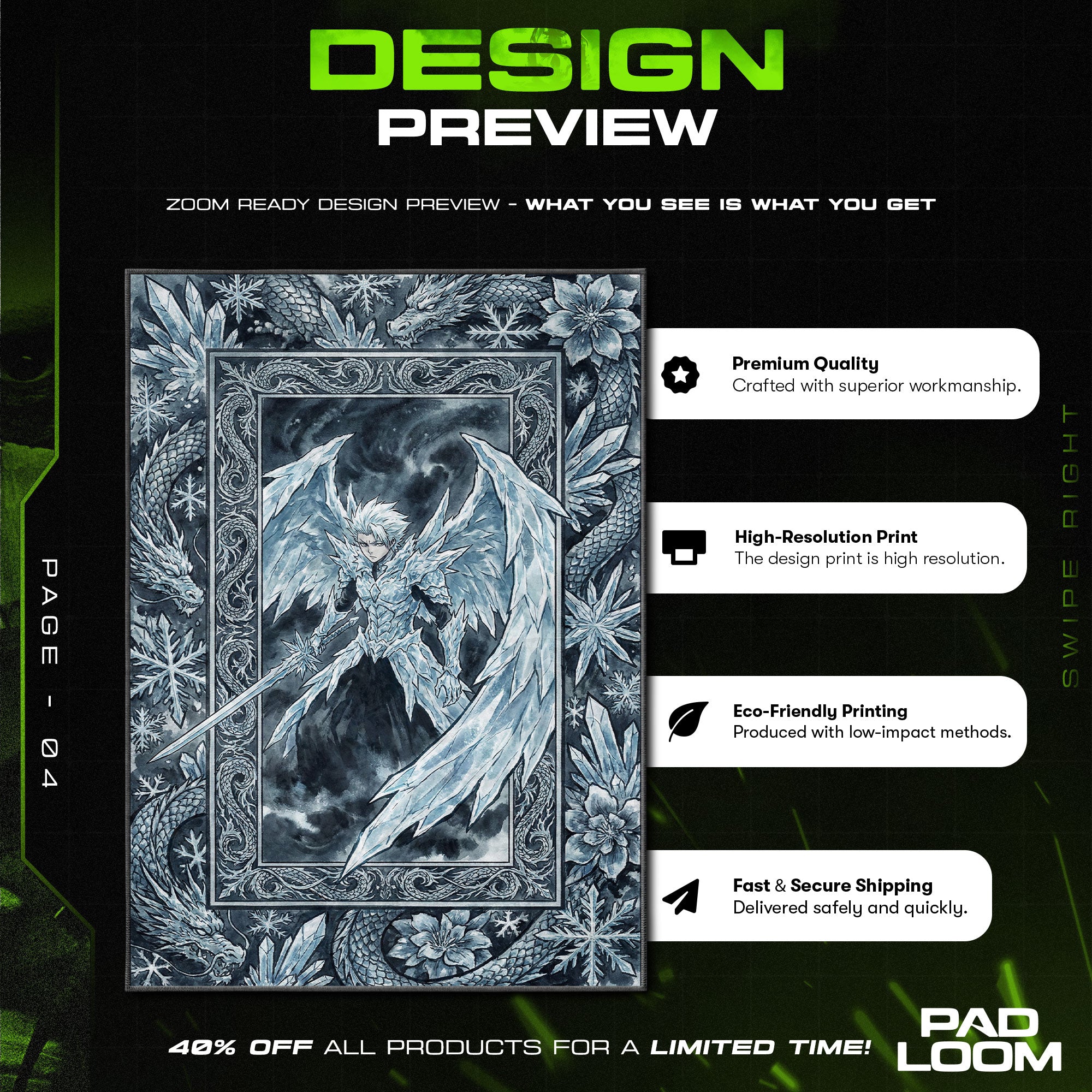 Toshiro Hitsugaya Ice Dragon Rug - Bleach Chair Mat