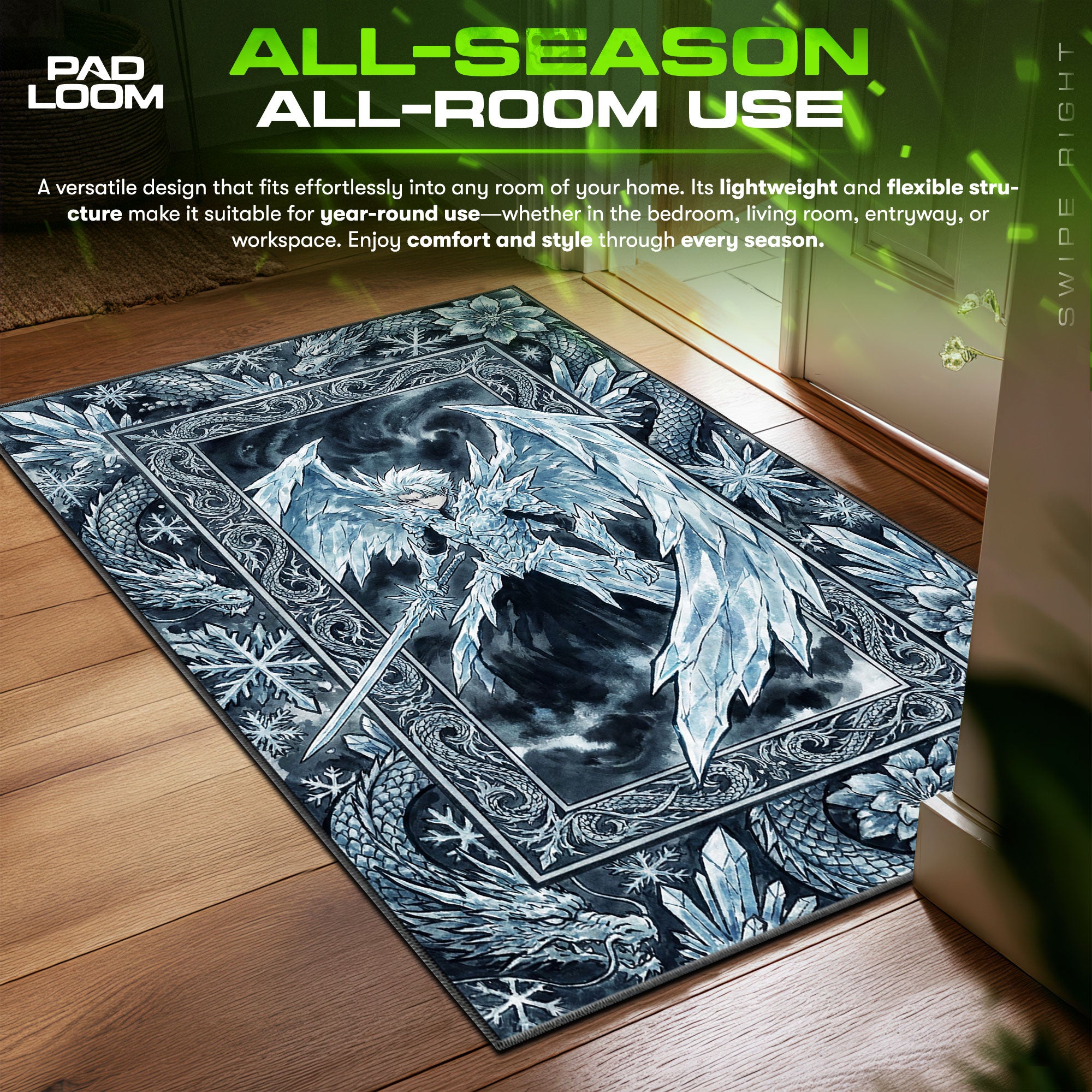 Toshiro Hitsugaya Ice Dragon Rug - Bleach Chair Mat