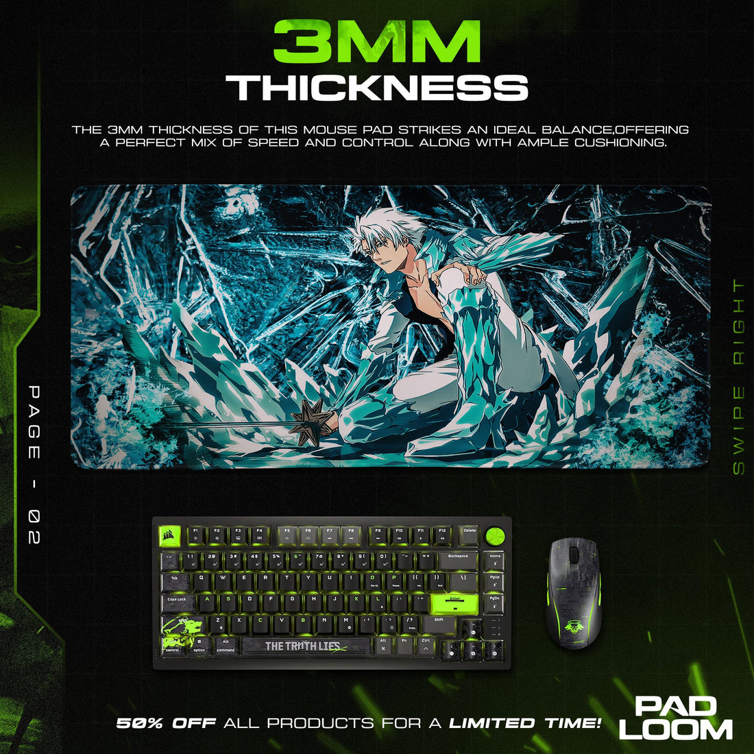 Toshiro Hitsugaya Mouse Pad - Ice Dragon Anime Desk Mat Padloom